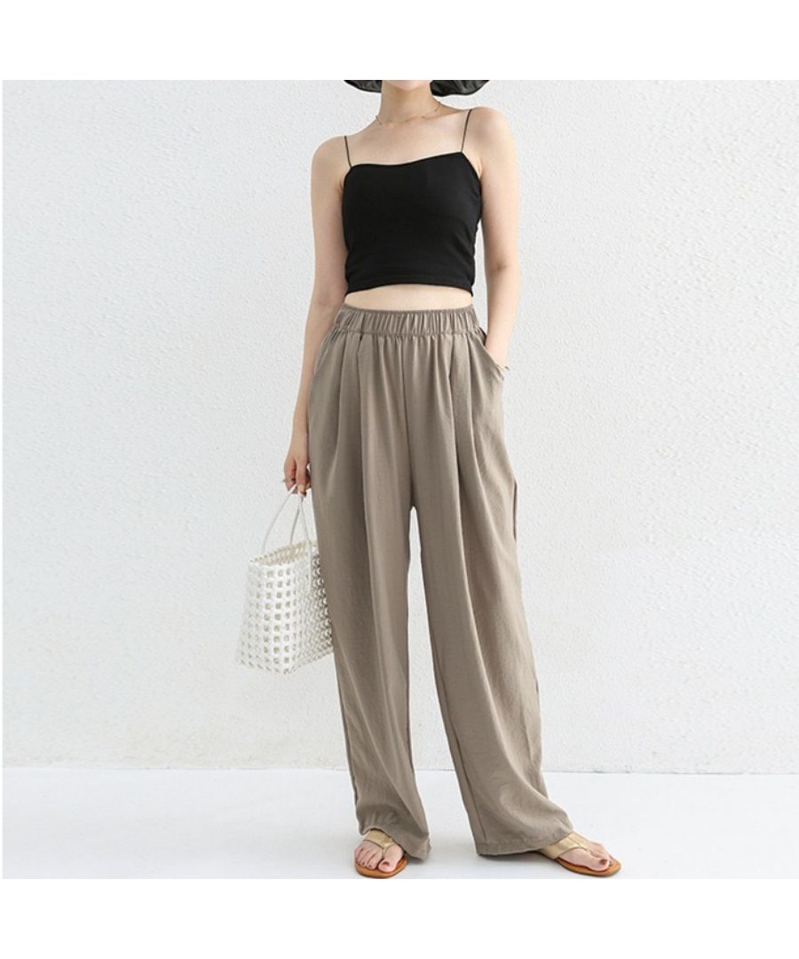 ベストストア Beststore スラックス ハイウエスト ワイドパンツ 綿麻パンツ ウェットパンツ ジョガーパンツ ガウチョパンツ ボトム ポケット付き 綿麻パンツロング パンツリネンパンツ  （モカブラウン） モカブラウン