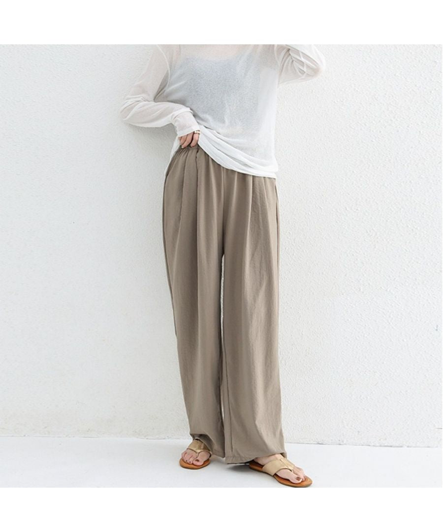 ベストストア Beststore スラックス ハイウエスト ワイドパンツ 綿麻パンツ ウェットパンツ ジョガーパンツ ガウチョパンツ ボトム ポケット付き 綿麻パンツロング パンツリネンパンツ  （モカブラウン） モカブラウン