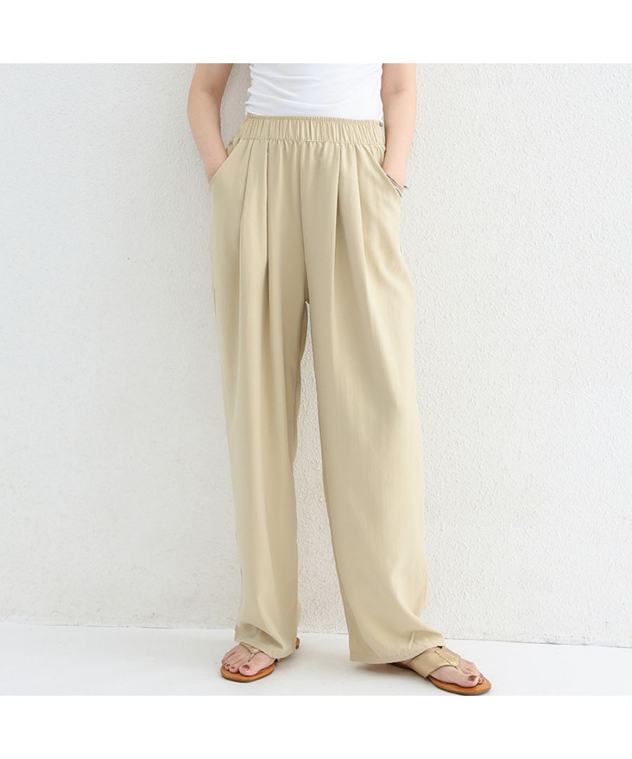 ベストストア Beststore スラックス ハイウエスト ワイドパンツ 綿麻パンツ ウェットパンツ ジョガーパンツ ガウチョパンツ ボトム ポケット付き 綿麻パンツロング パンツリネンパンツ