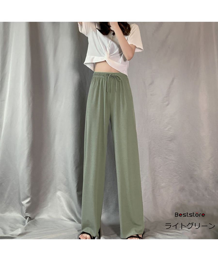 ベストストア Beststore ワイドパンツ プリーツリラックス ゆったりリラックスガウチョ ウエストゴム フリル 体型カバー カジュアルルーム ウエアリブイージーパンツ ガウチョパンツ 春夏