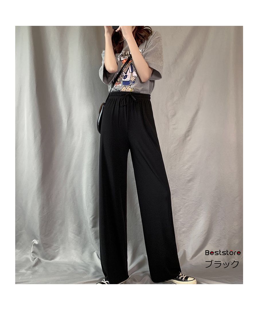 ベストストア Beststore ワイドパンツ プリーツリラックス ゆったりリラックスガウチョ ウエストゴム フリル 体型カバー カジュアルルーム ウエアリブイージーパンツ ガウチョパンツ 春夏