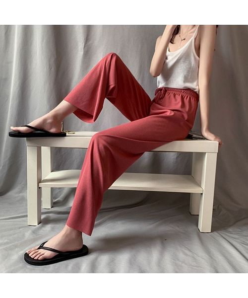 ベストストア Beststore ワイドパンツ プリーツリラックス ゆったりリラックスガウチョ ウエストゴム フリル 体型カバー カジュアルルーム ウエアリブイージーパンツ ガウチョパンツ 春夏