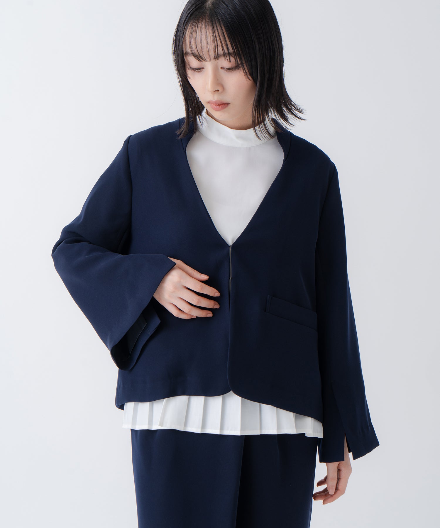 ホワイト whyto. 「WHYTO./ホワイト」スリットスリーブジャケット （NAVY） NAVY