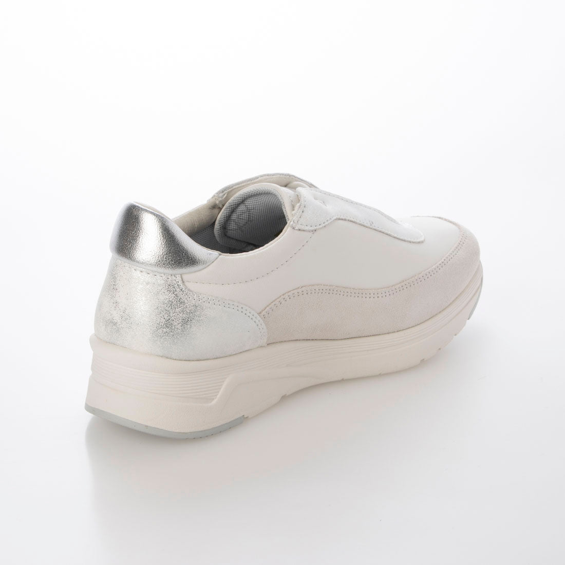 bussola ブソラ ソフトカウレザー ダブルフィッティング スニーカー （White＆Silver） White＆Silver
