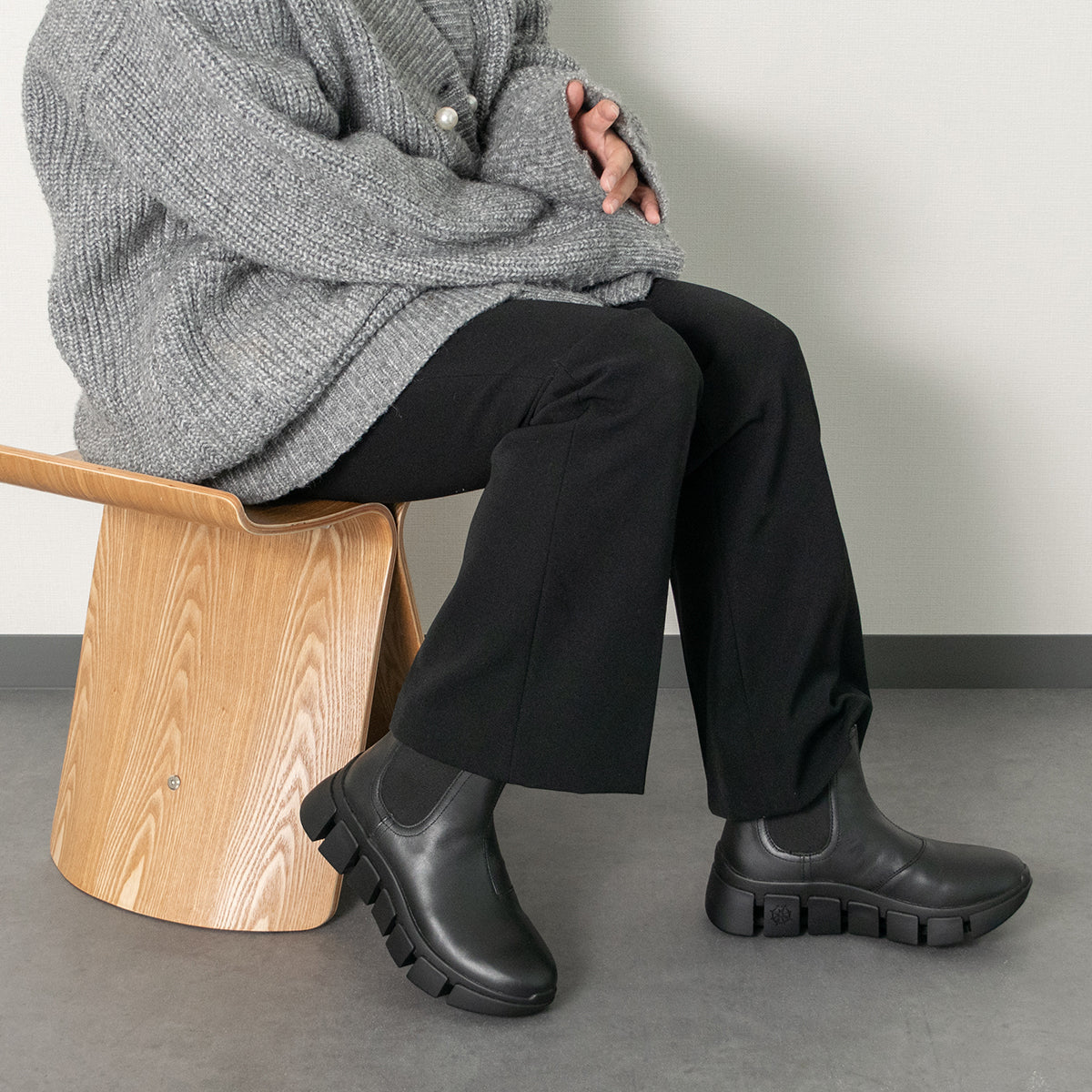 ブソラ bussola 晴雨兼用厚底サイドゴアショートブーツ （ブラック） ブラック