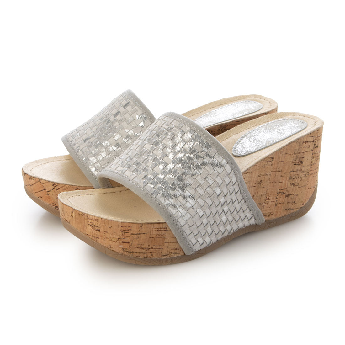 ブソラ bussola bussola  ブソラ  FORMENTERA  メタリック コルクウェッジサンダル （MAIALE MET WOVEN SILVER） MAIALE MET WOVEN SILVER