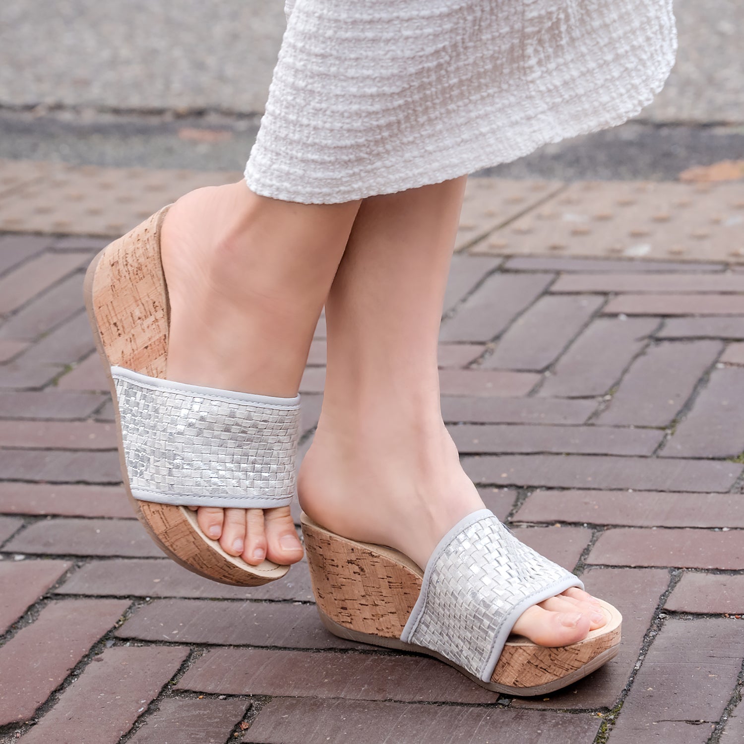 bussola  ブソラ  FORMENTERA  メタリック コルクウェッジサンダル （MAIALE MET WOVEN SILVER） MAIALE MET WOVEN SILVER