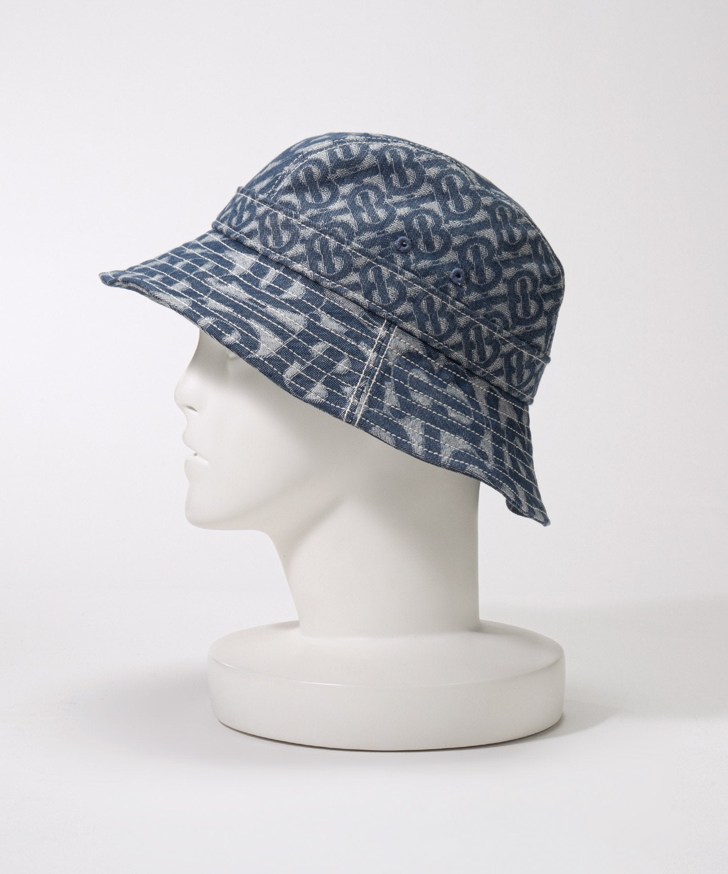 Burberry 8057405 Hat for Men and Women Monogram Motif Denim Bucket Hat Cap Jacquard Weave SML A7302