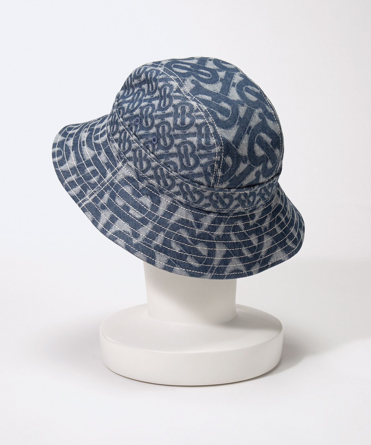Burberry 8057405 Hat for Men and Women Monogram Motif Denim Bucket Hat Cap Jacquard Weave SML A7302