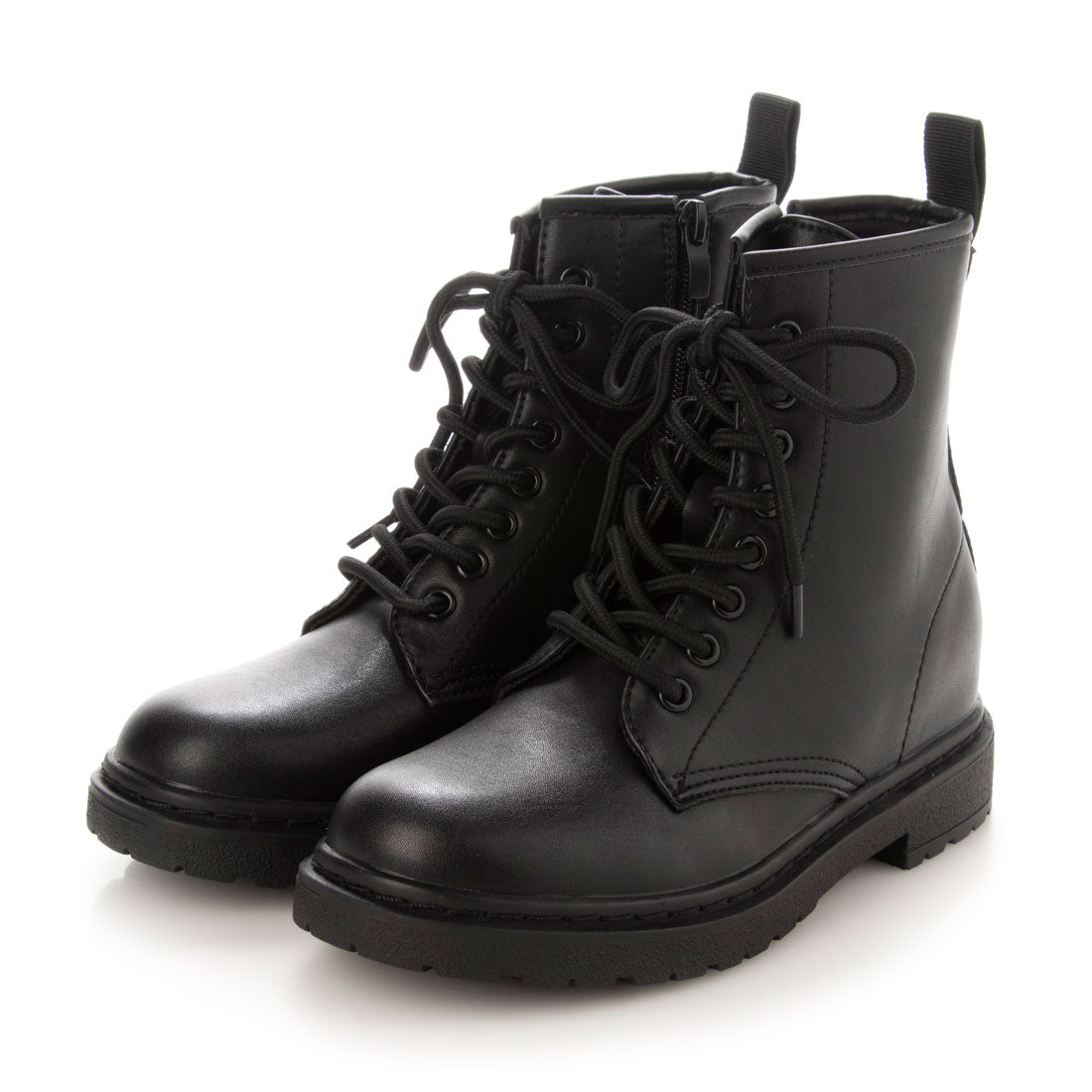 バレットジャム bullet jam 8ホール6cmヒールアップ編み上げブーツ,BLACK