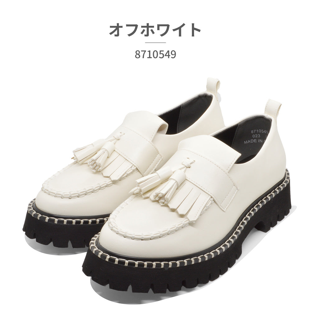 バイアシナガオジサン by あしながおじさん byあしながおじさん ローファー レディース キルトタッセルローファー 8710549 厚底 軽量 （ホワイト） ホワイト