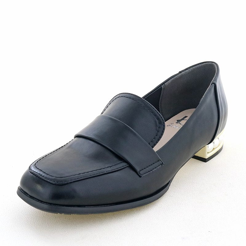 バイアシナガオジサン by あしながおじさん 晴雨兼用│パールヒールローファー,ブラック