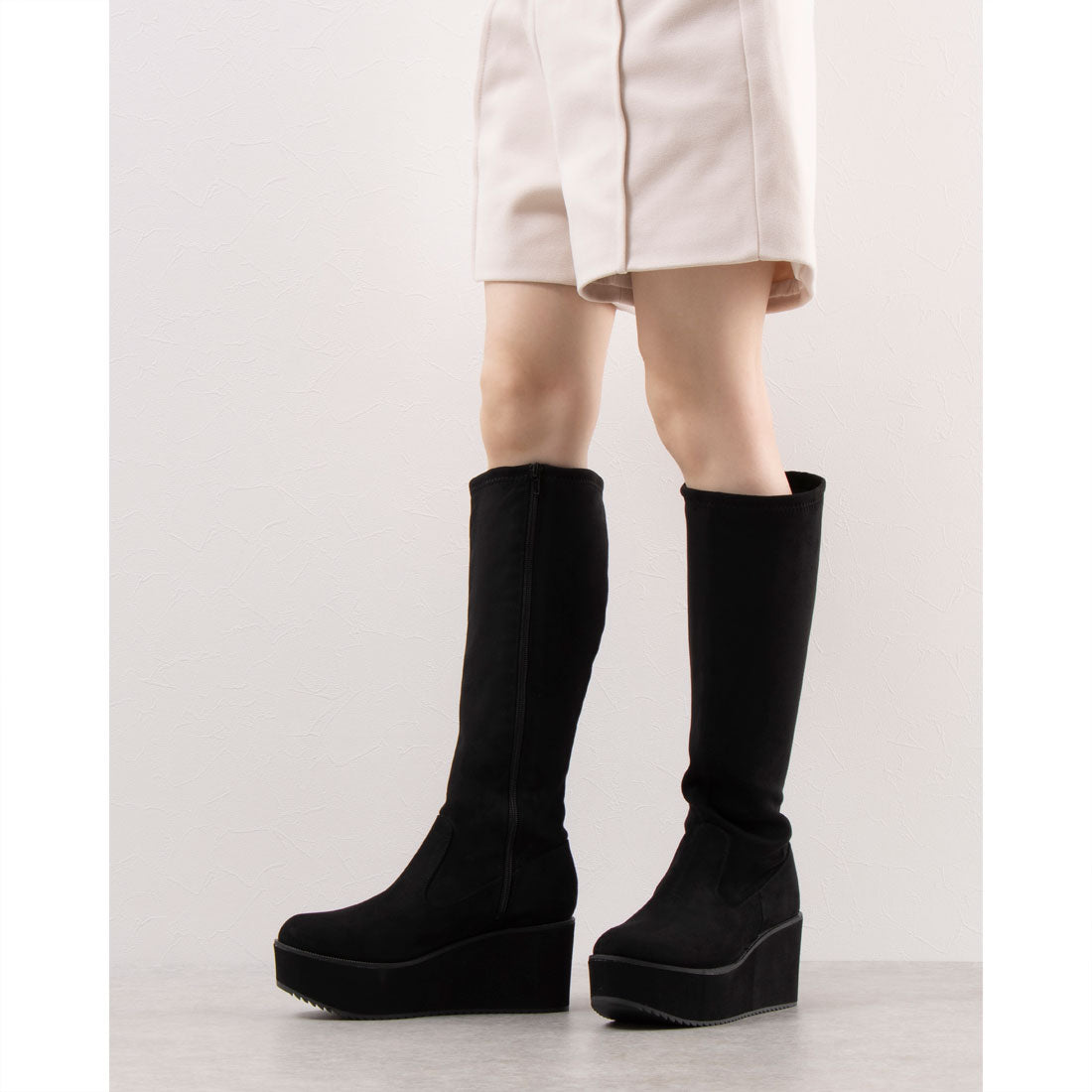 Baiashinaga Ojisan by Ashinaga Ojisan Lightweight│Thick Sole Wedge Long Boots