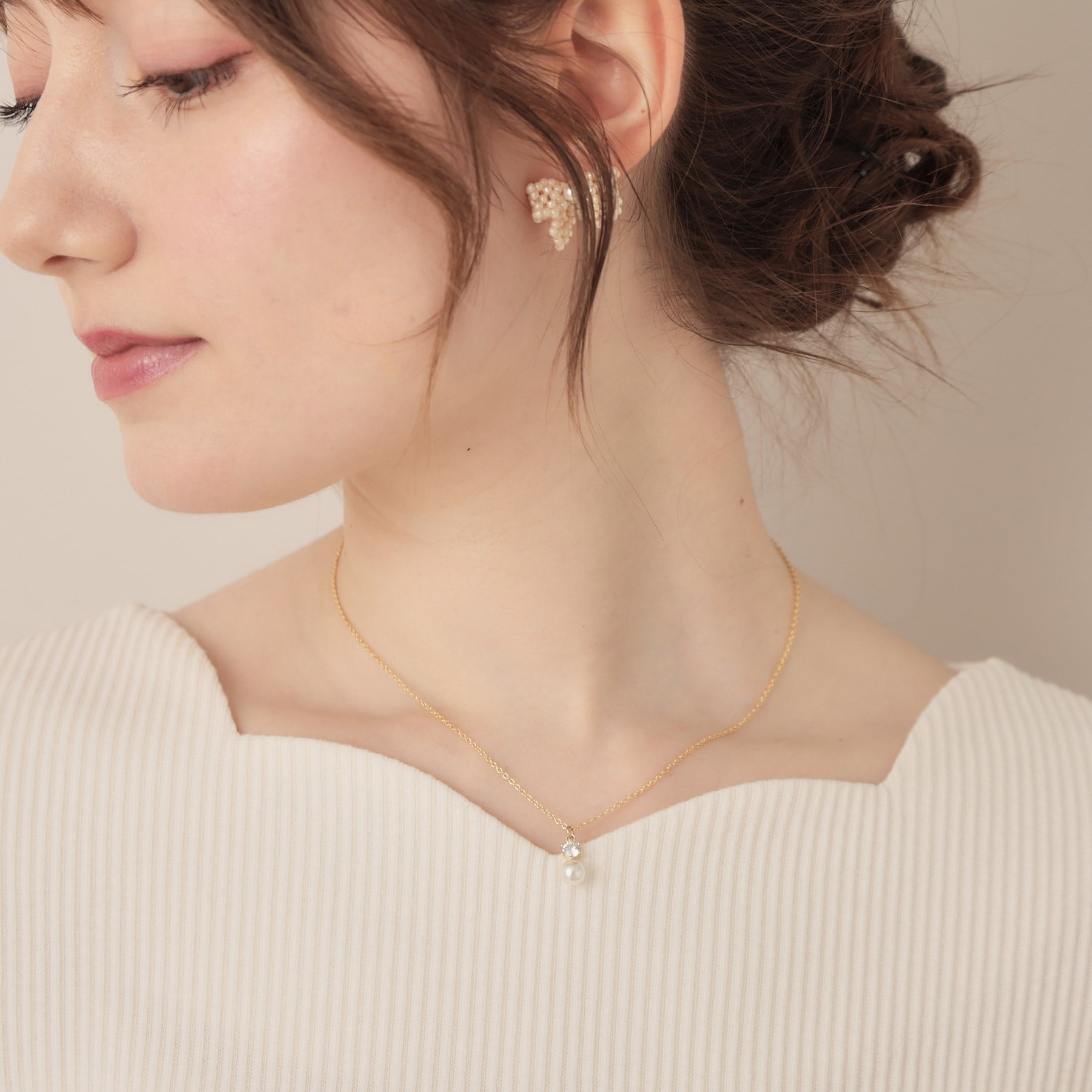 クチュール ブローチ Couture Brooch プチパール調ビジューネックレス （ゴールド(007)） ゴールド(007)