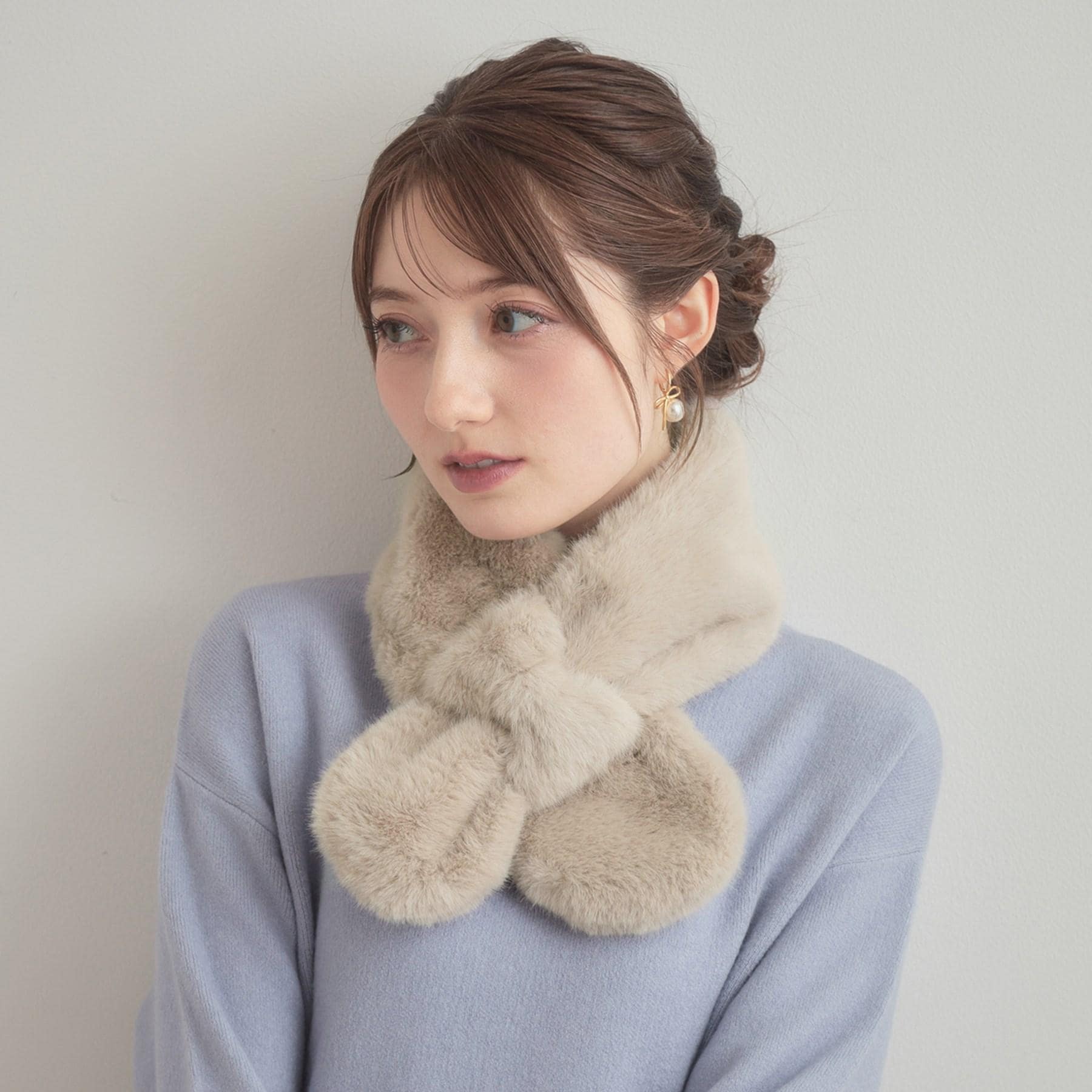 クチュール ブローチ Couture Brooch エコファーリボンループティペット （グレージュ(050)） グレージュ(050)