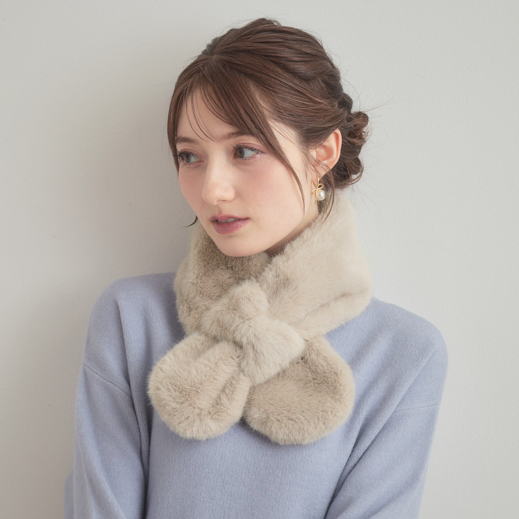 クチュール ブローチ Couture Brooch エコファーリボンループティペット （グレージュ(050)） グレージュ(050)