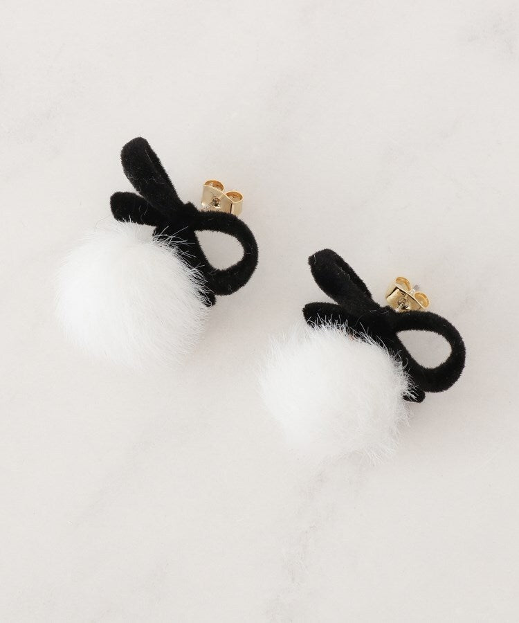 クチュール ブローチ Couture Brooch ベロアリボンフェイクファーピアス （ブラック(019)） ブラック(019)