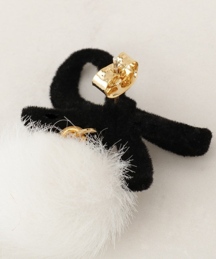 クチュール ブローチ Couture Brooch ベロアリボンフェイクファーピアス （ブラック(019)） ブラック(019)