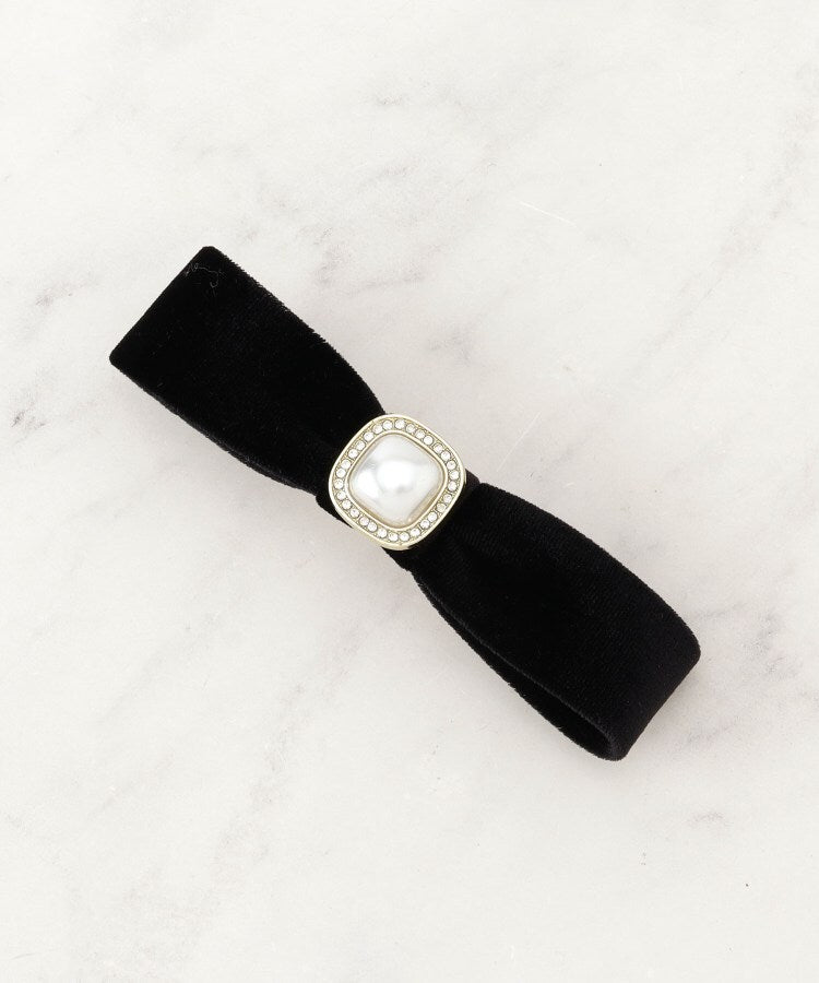 クチュール ブローチ Couture Brooch ベロアリボンパール調バレッタ （ブラック(019)） ブラック(019)