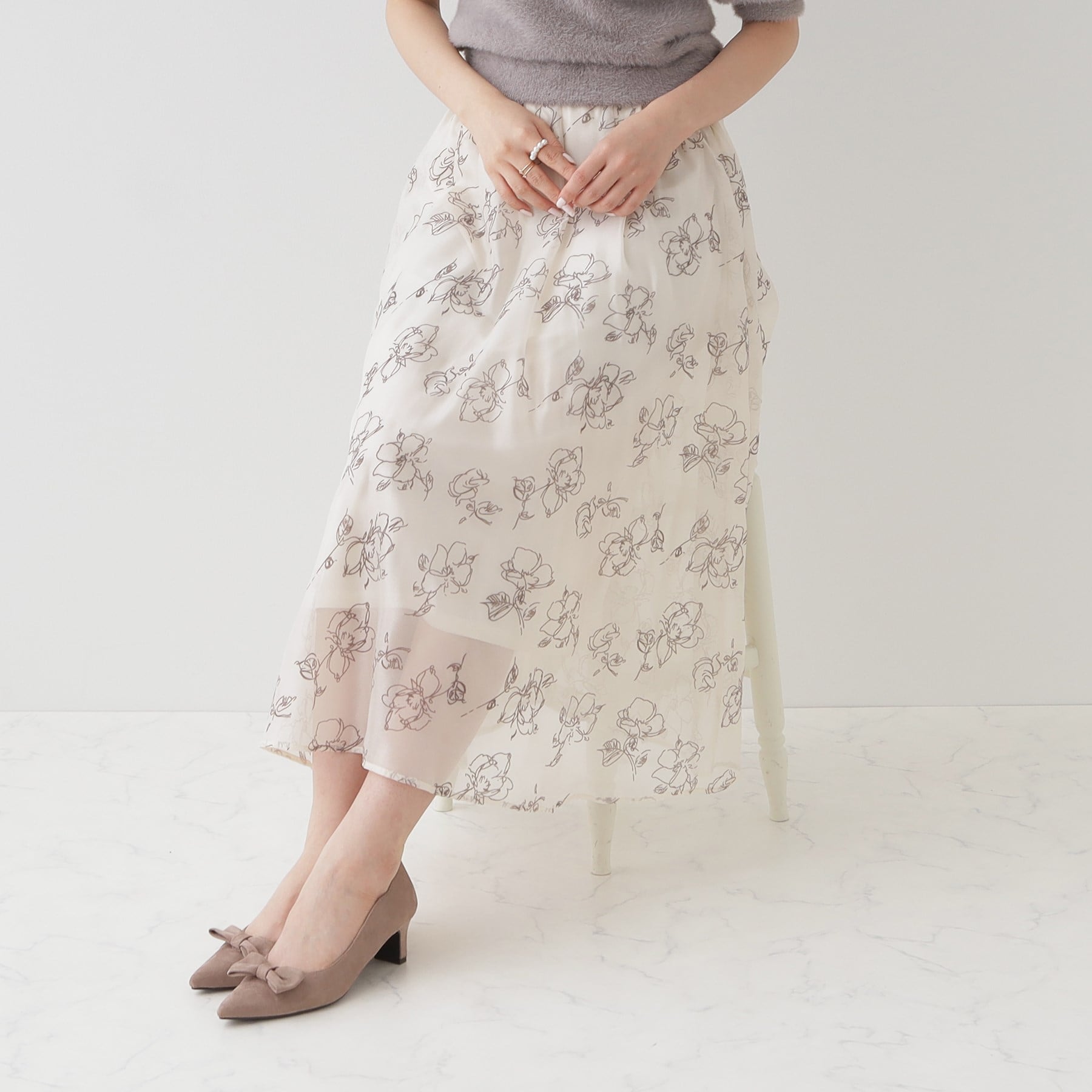 クチュール ブローチ Couture Brooch フロッキーフラワーオーガンジースカート （アイボリー(404)） アイボリー(404)