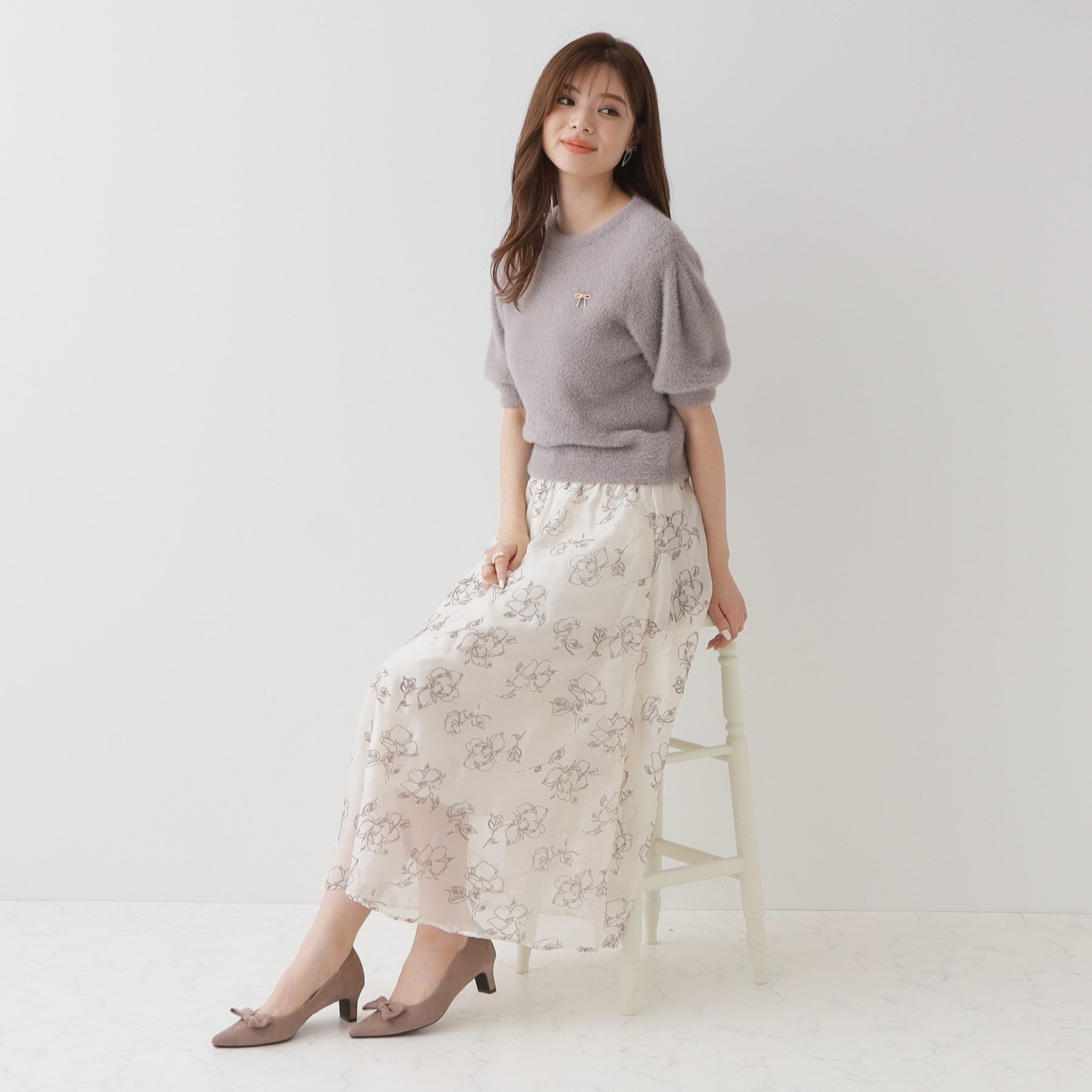 クチュール ブローチ Couture Brooch フロッキーフラワーオーガンジースカート （アイボリー(404)） アイボリー(404)