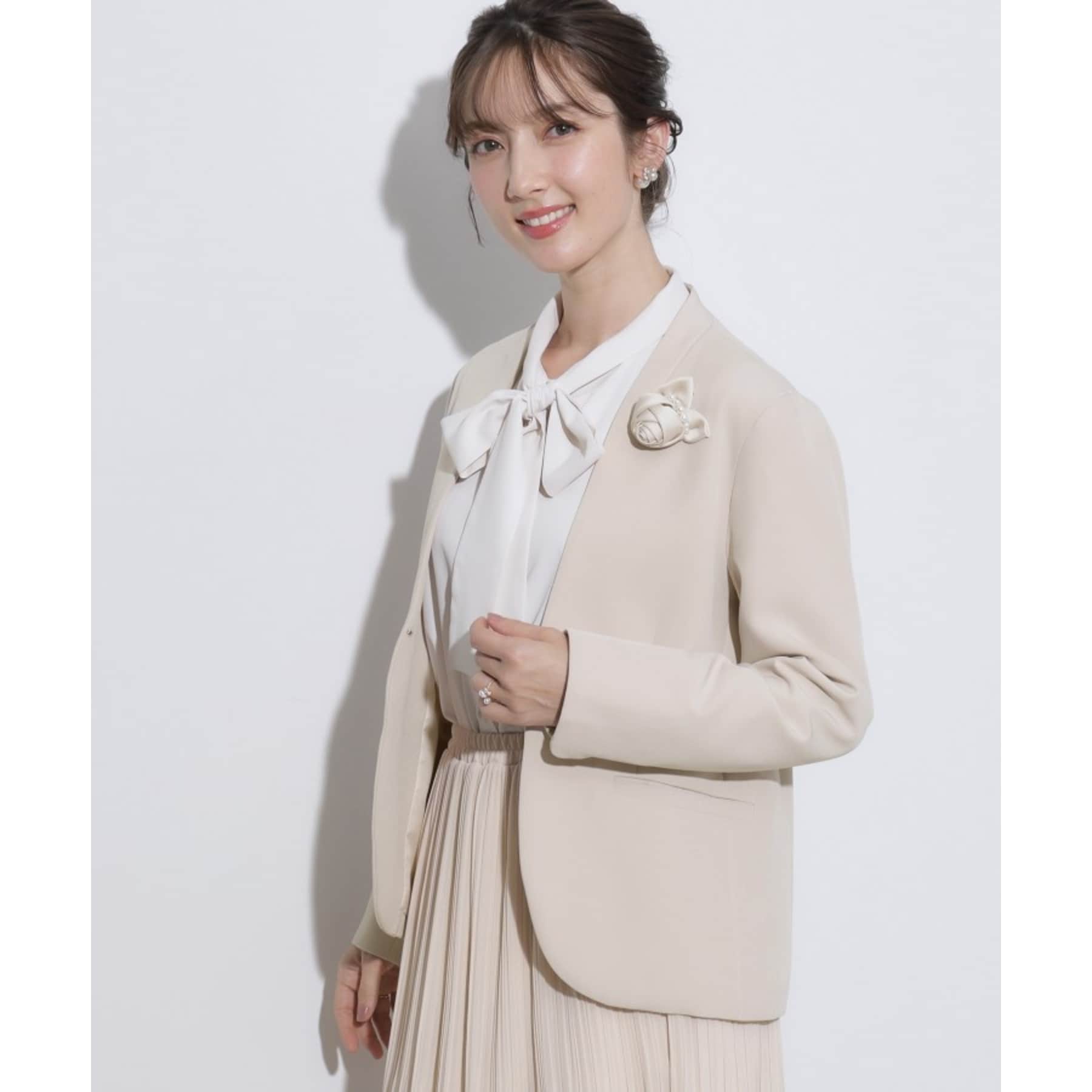 クチュール ブローチ Couture Brooch ダブルクロスカラーレスジャケット （グレージュ(050)） グレージュ(050)