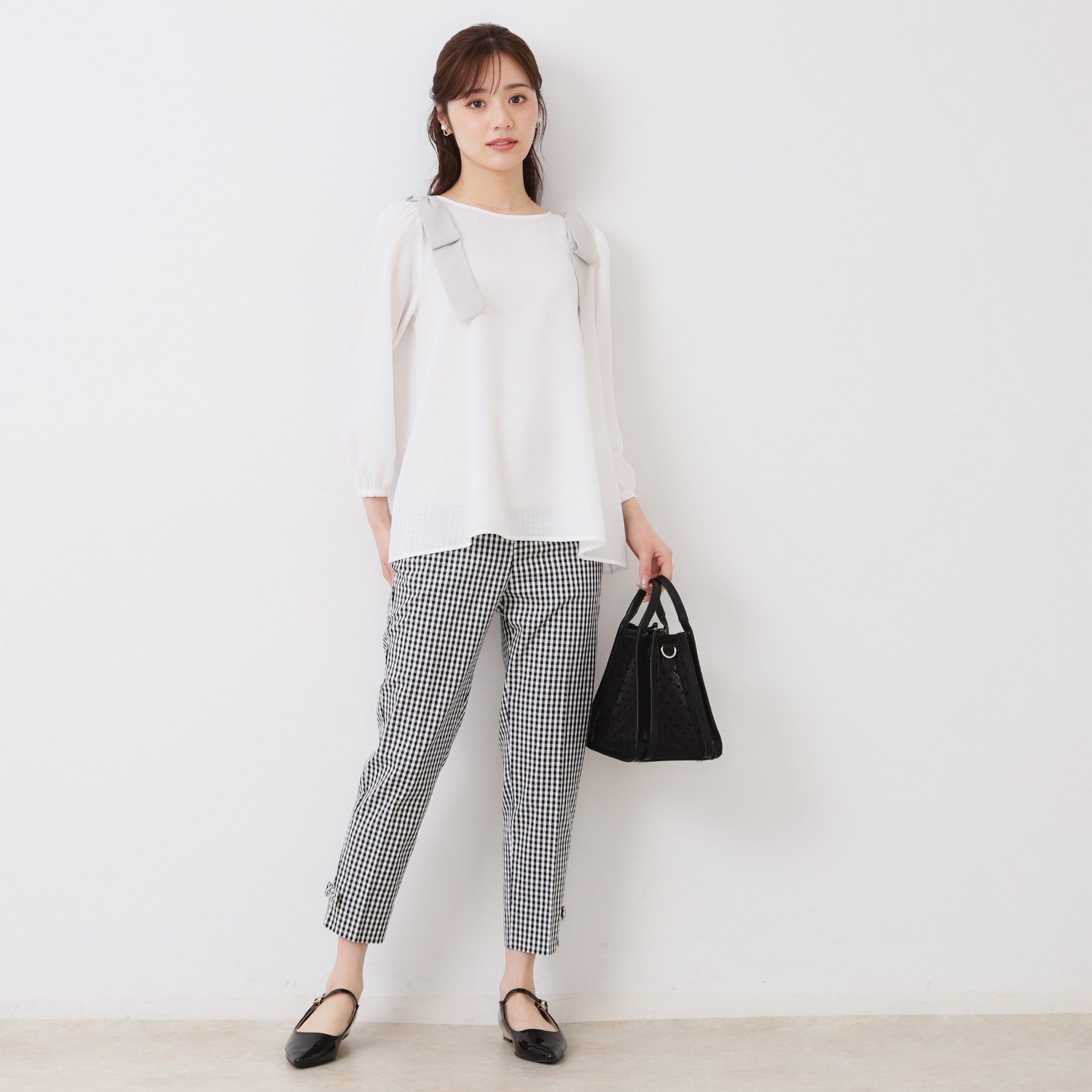 クチュール ブローチ Couture Brooch 肩リボンシフォンブラウス （オフホワイト(503)） オフホワイト(503)