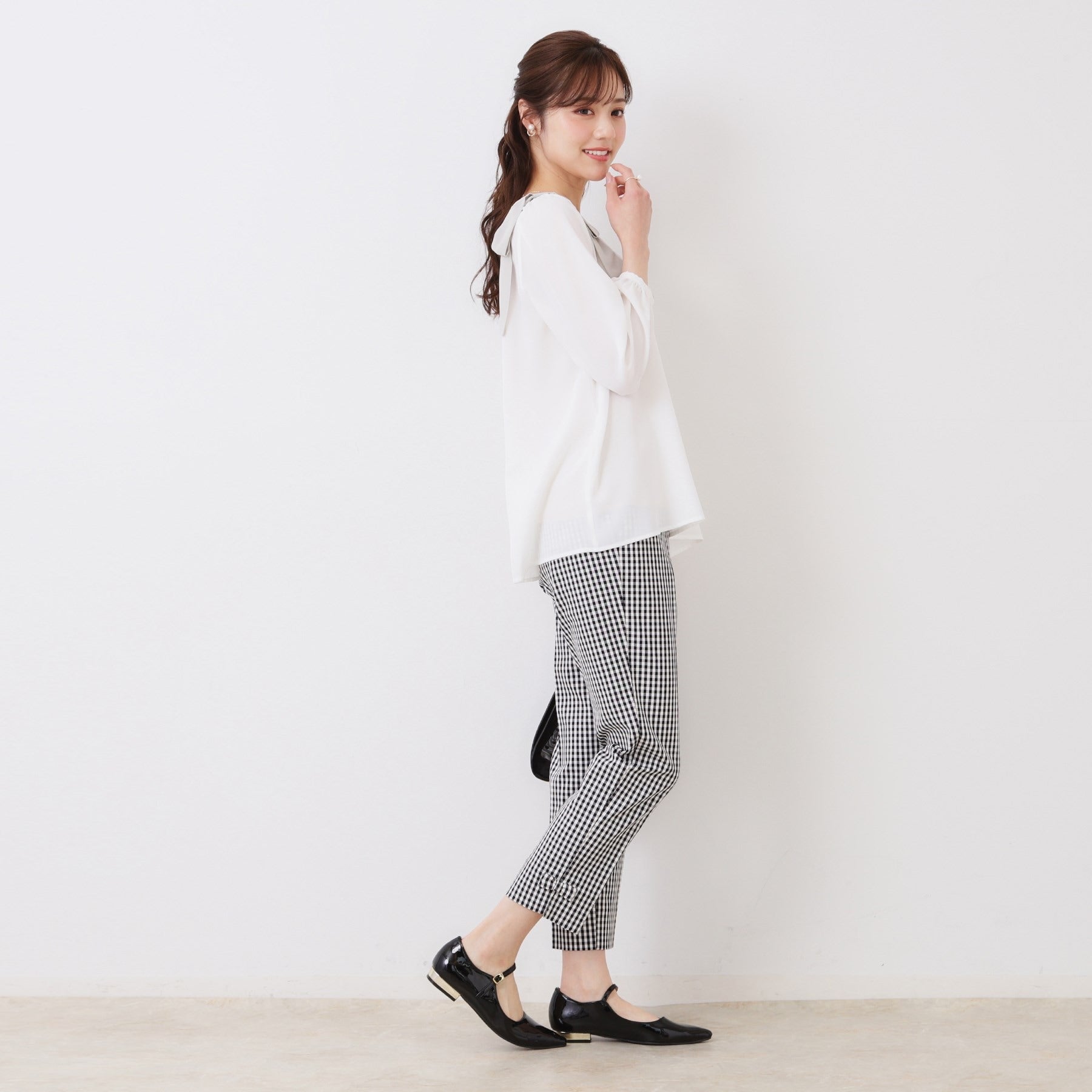 クチュール ブローチ Couture Brooch 肩リボンシフォンブラウス （オフホワイト(503)） オフホワイト(503)