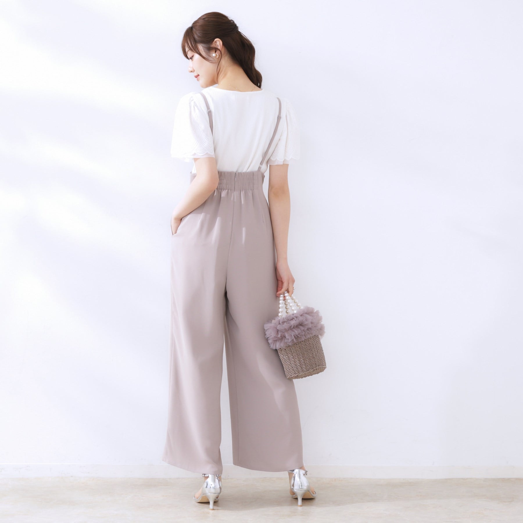 クチュール ブローチ Couture Brooch レース袖テレコトップス （ボルドー(064)） ボルドー(064)