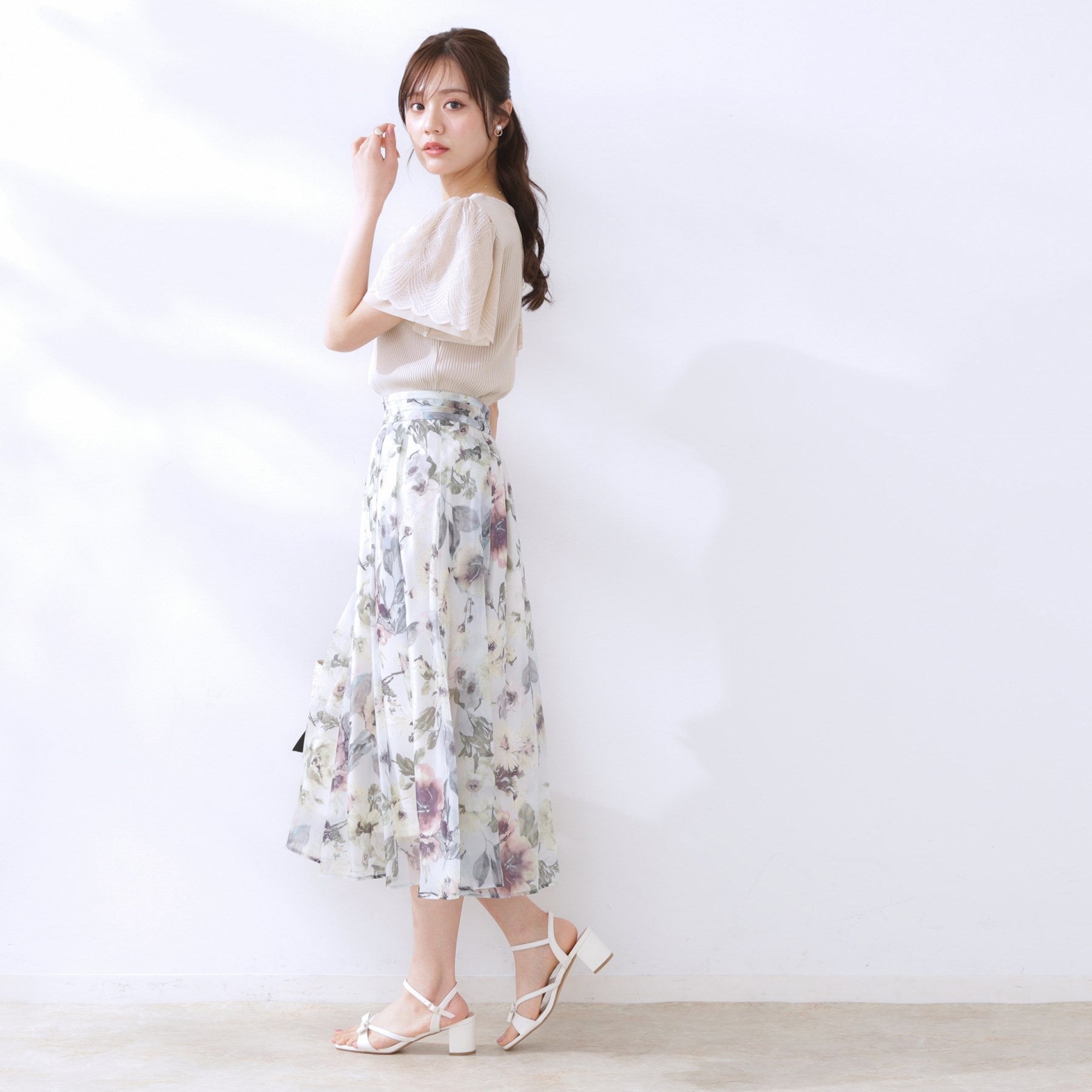 クチュール ブローチ Couture Brooch レース袖テレコトップス （ボルドー(064)） ボルドー(064)