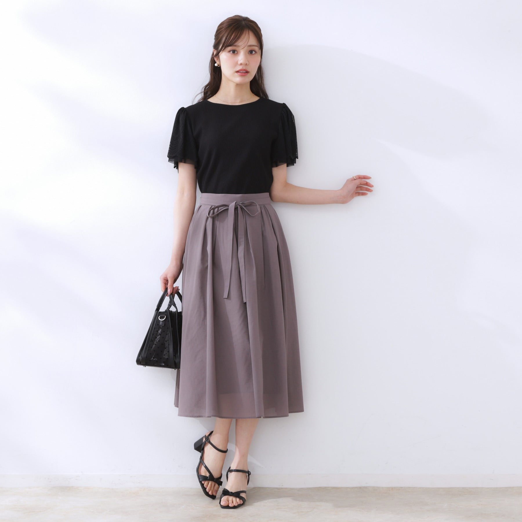 クチュール ブローチ Couture Brooch レース袖テレコトップス （ボルドー(064)） ボルドー(064)