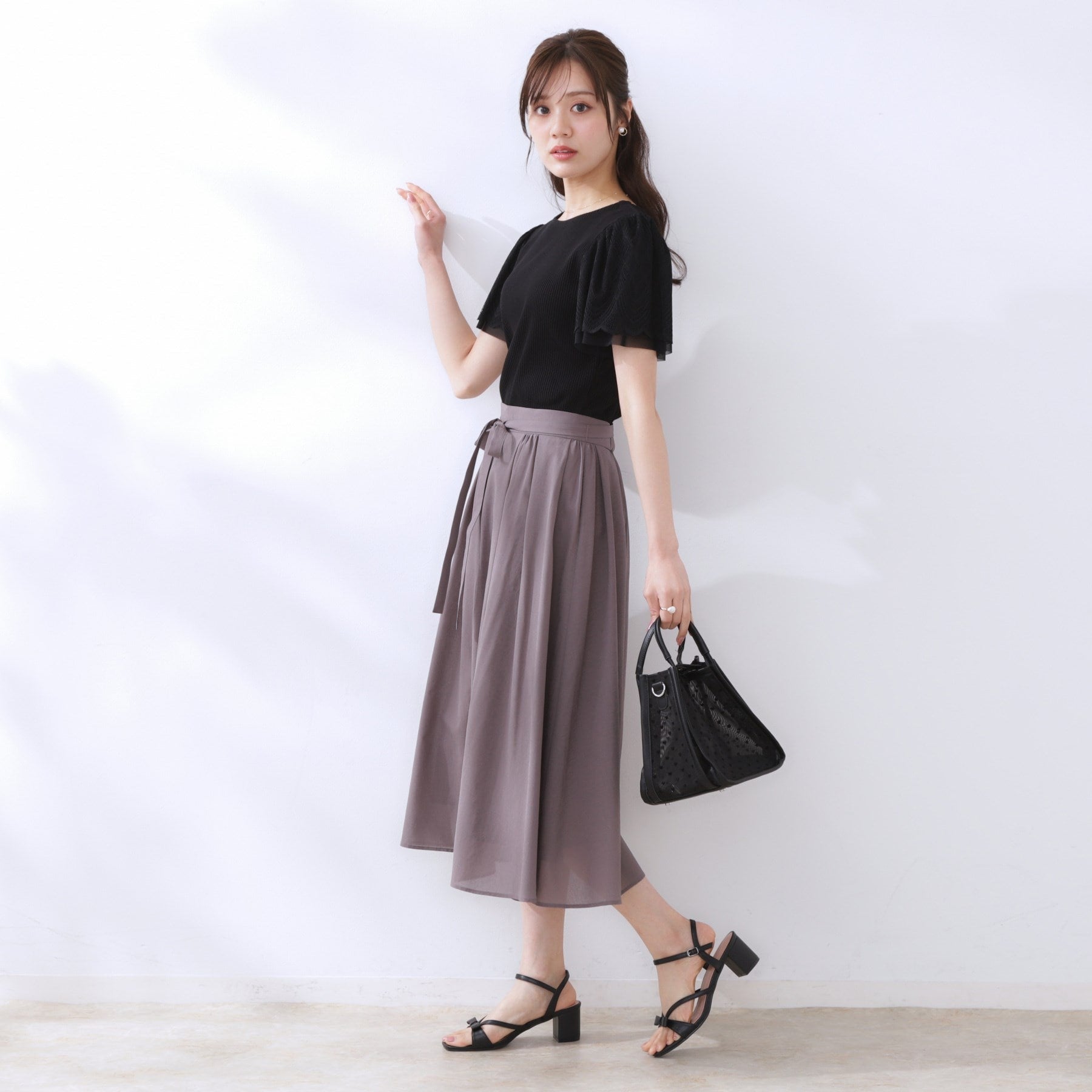 クチュール ブローチ Couture Brooch レース袖テレコトップス （ボルドー(064)） ボルドー(064)