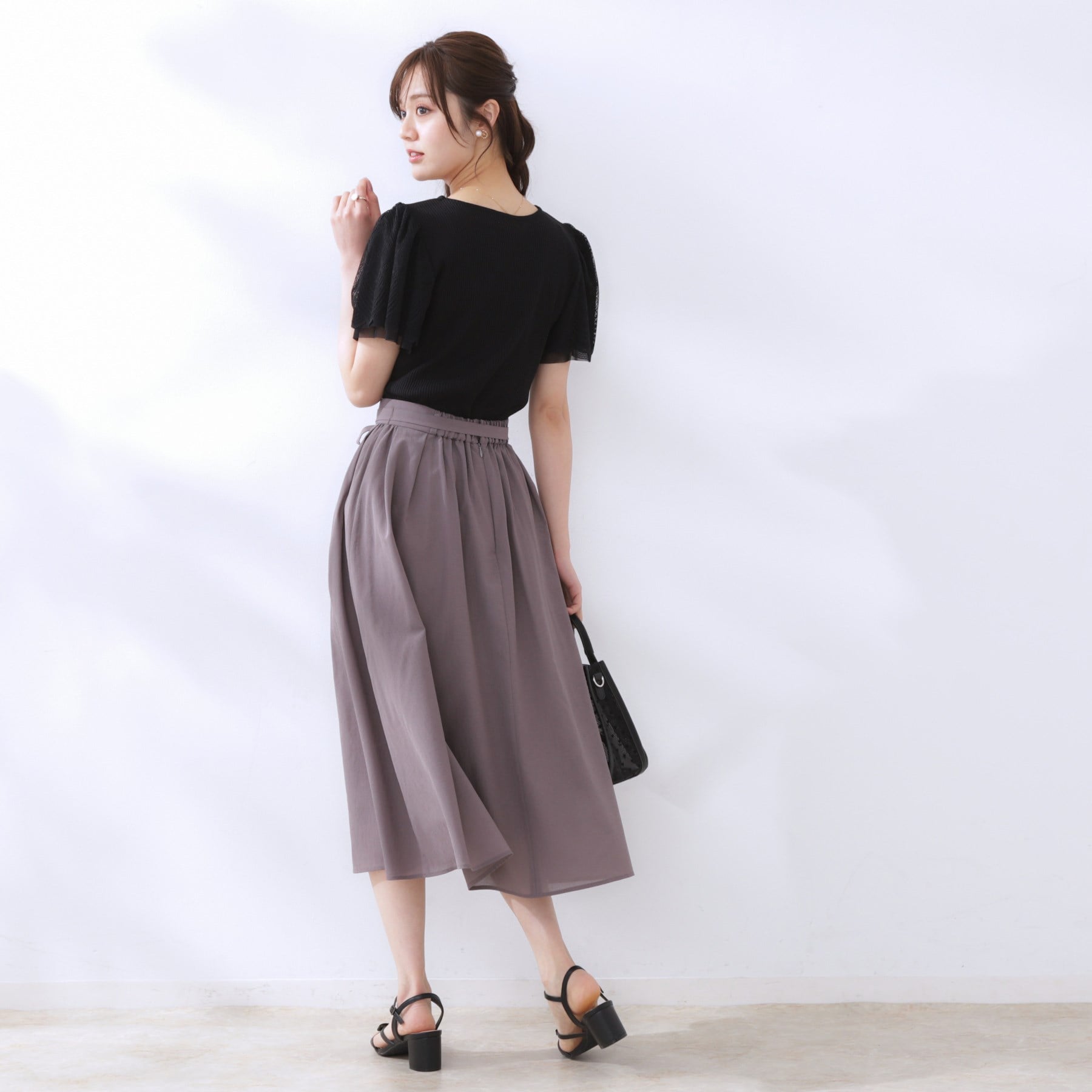 クチュール ブローチ Couture Brooch レース袖テレコトップス （ボルドー(064)） ボルドー(064)