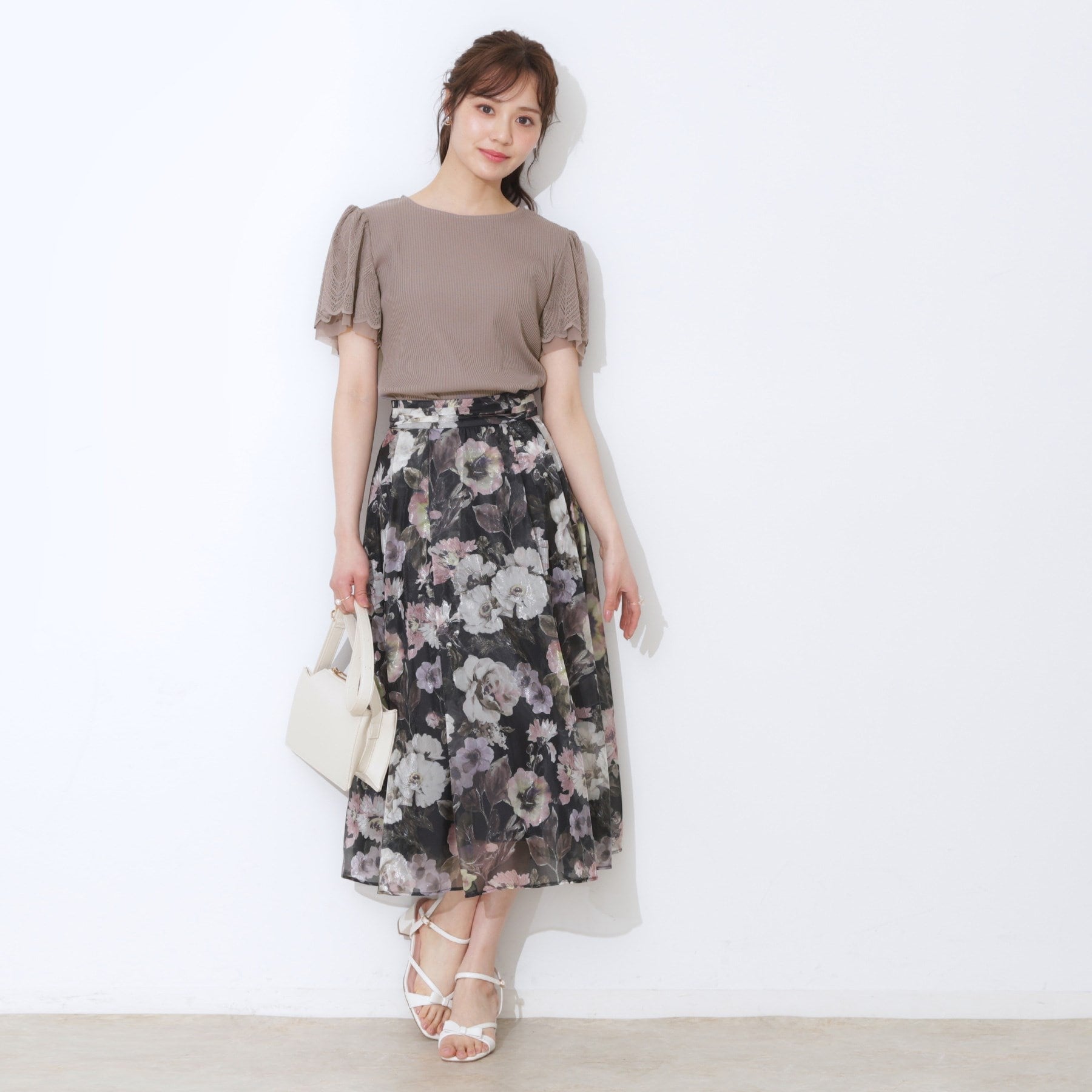 クチュール ブローチ Couture Brooch レース袖テレコトップス （ボルドー(064)） ボルドー(064)