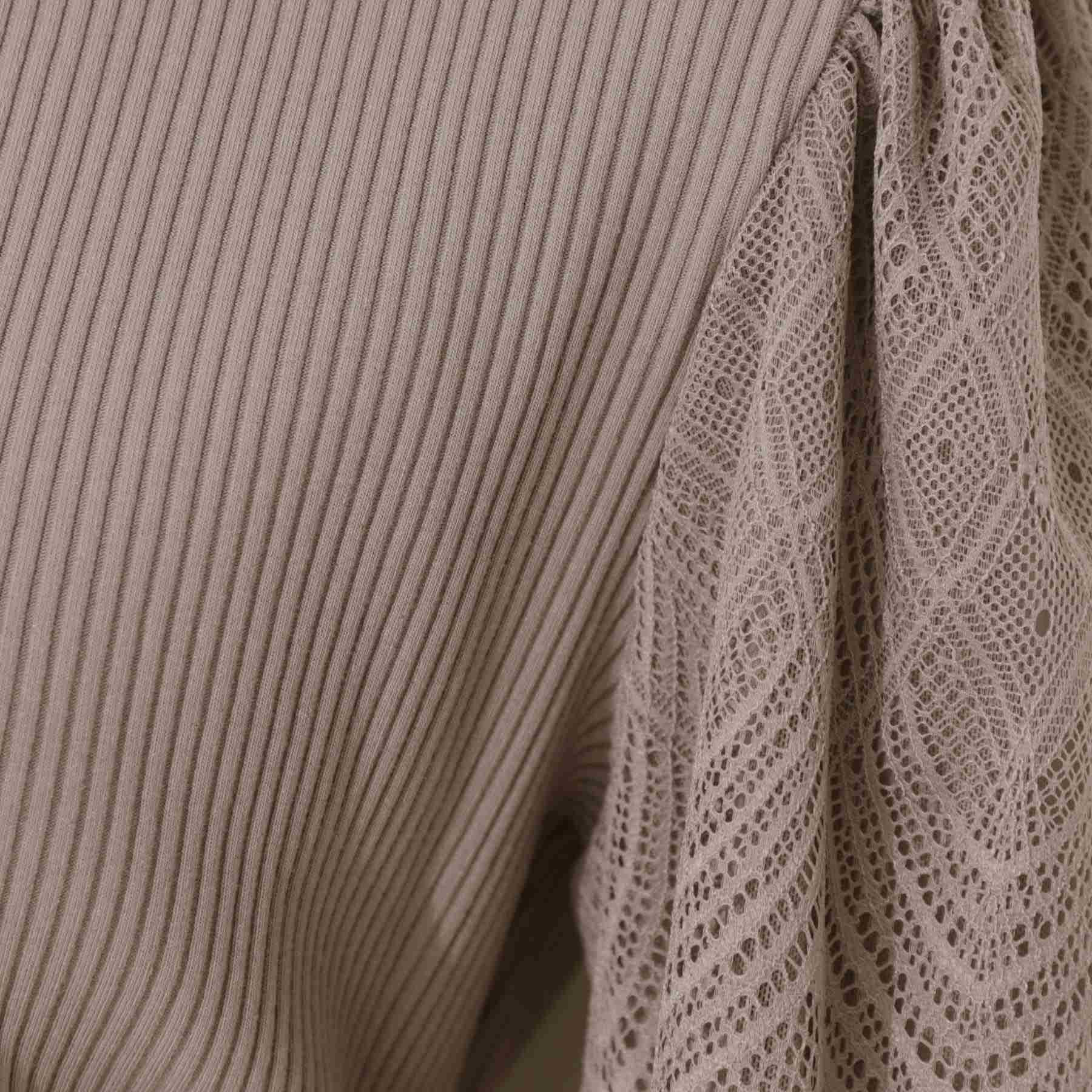 クチュール ブローチ Couture Brooch レース袖テレコトップス （ボルドー(064)） ボルドー(064)