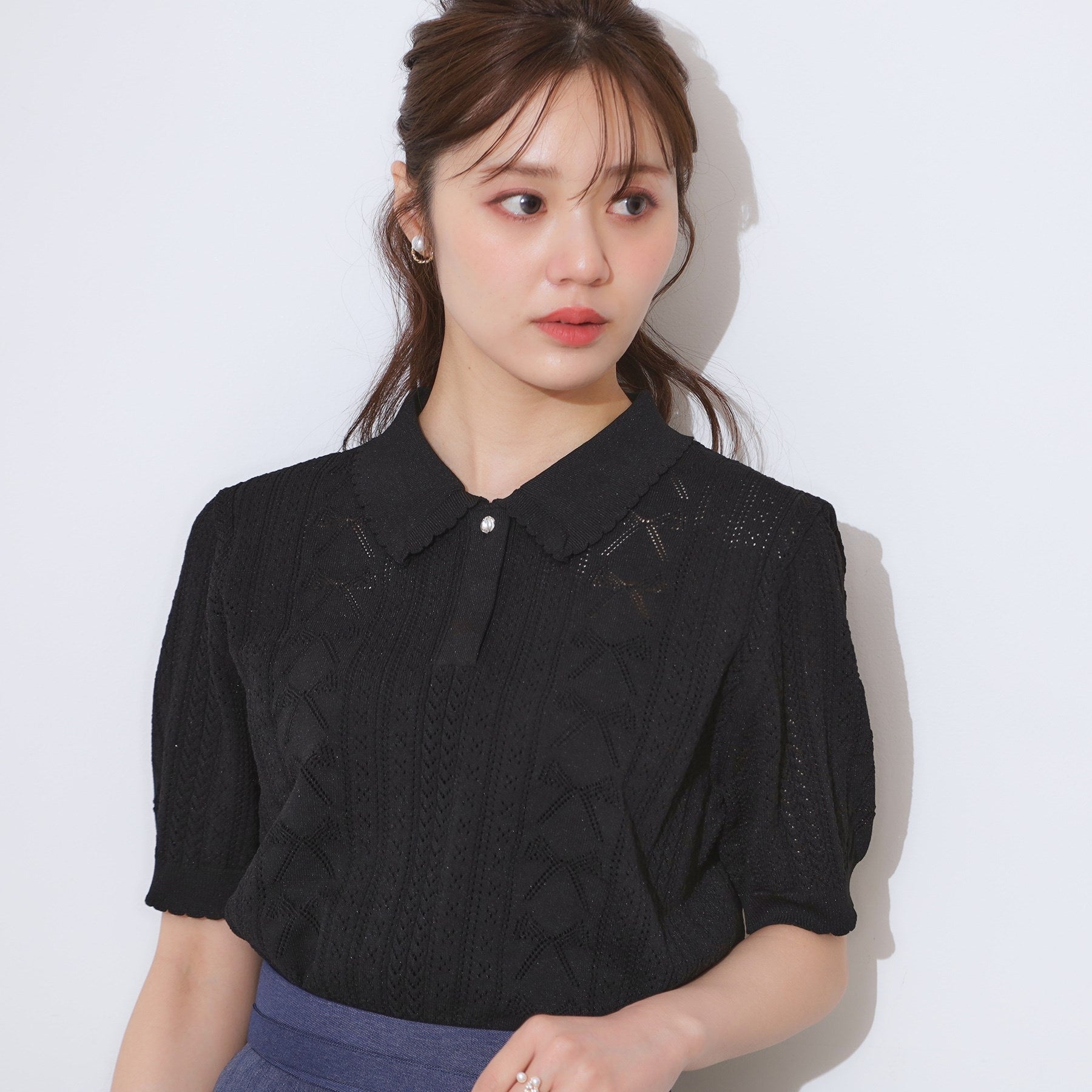 クチュール ブローチ Couture Brooch リボン透かし柄ポロニット （オフホワイト(003)） オフホワイト(003)