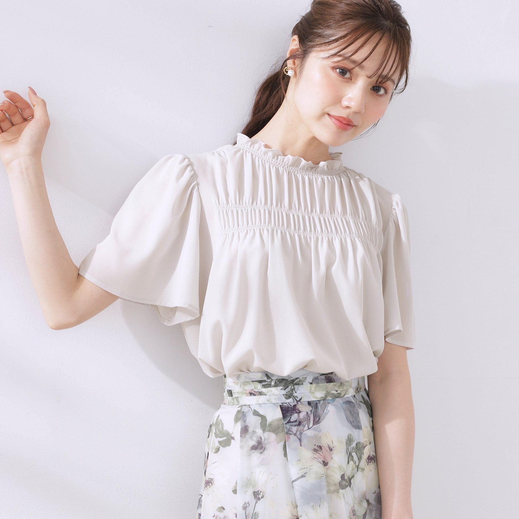 クチュール ブローチ Couture Brooch シャーリングシアーブラウス （チャコールグレー(014)） チャコールグレー(014)