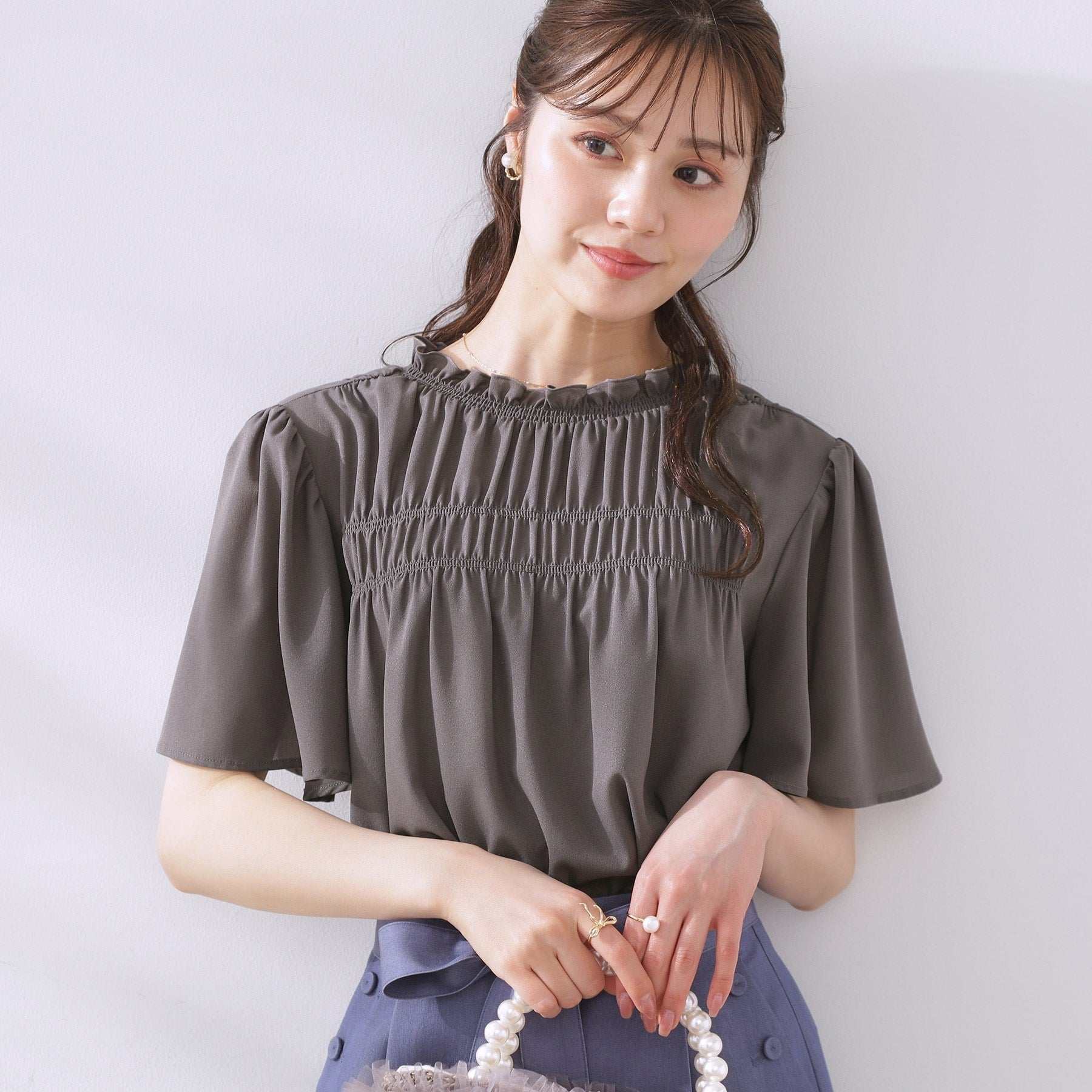 クチュール ブローチ Couture Brooch シャーリングシアーブラウス （チャコールグレー(014)） チャコールグレー(014)