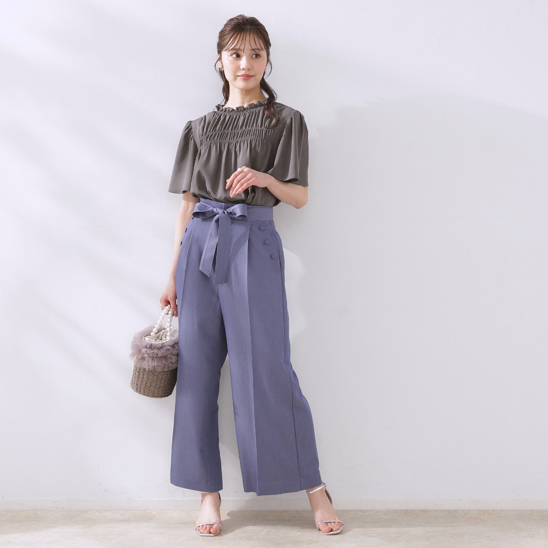 クチュール ブローチ Couture Brooch シャーリングシアーブラウス （チャコールグレー(014)） チャコールグレー(014)