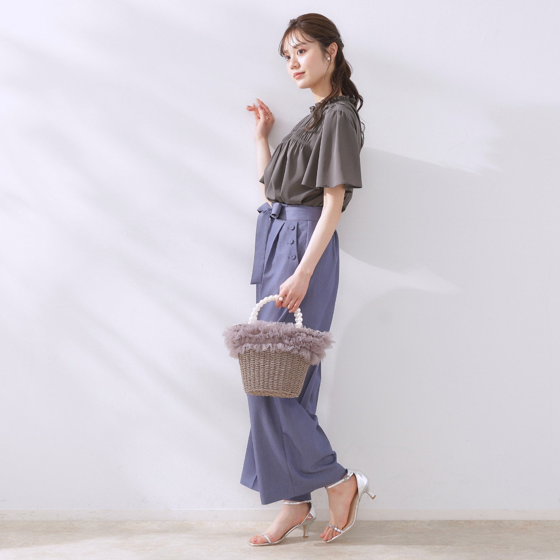 クチュール ブローチ Couture Brooch シャーリングシアーブラウス （チャコールグレー(014)） チャコールグレー(014)