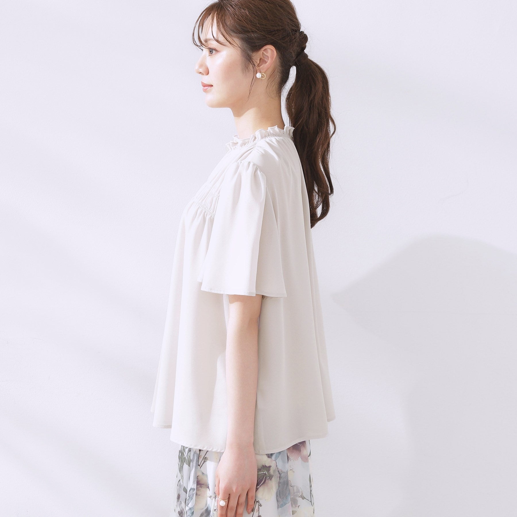 クチュール ブローチ Couture Brooch シャーリングシアーブラウス （チャコールグレー(014)） チャコールグレー(014)