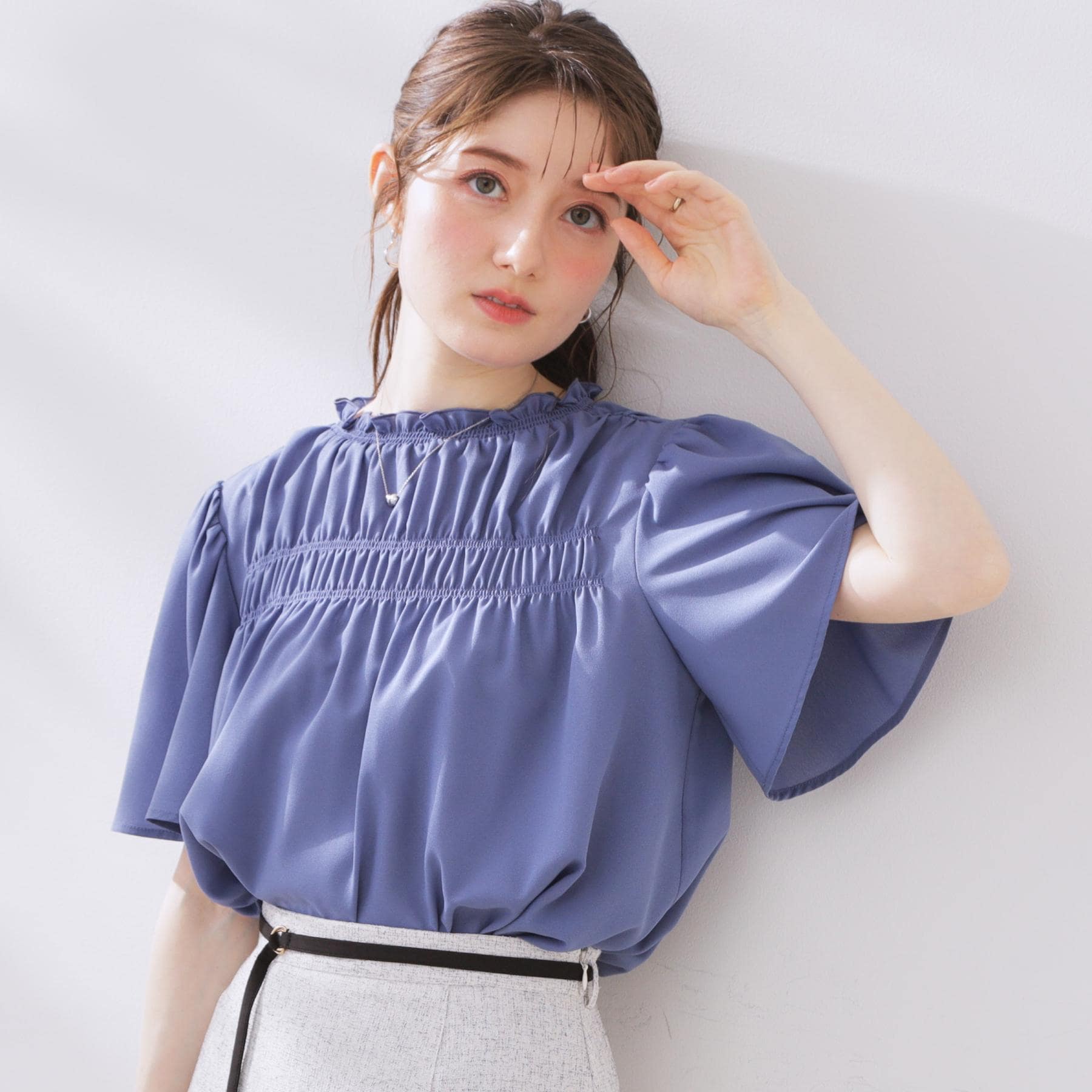 クチュール ブローチ Couture Brooch シャーリングシアーブラウス （ブルー(092)） ブルー(092)