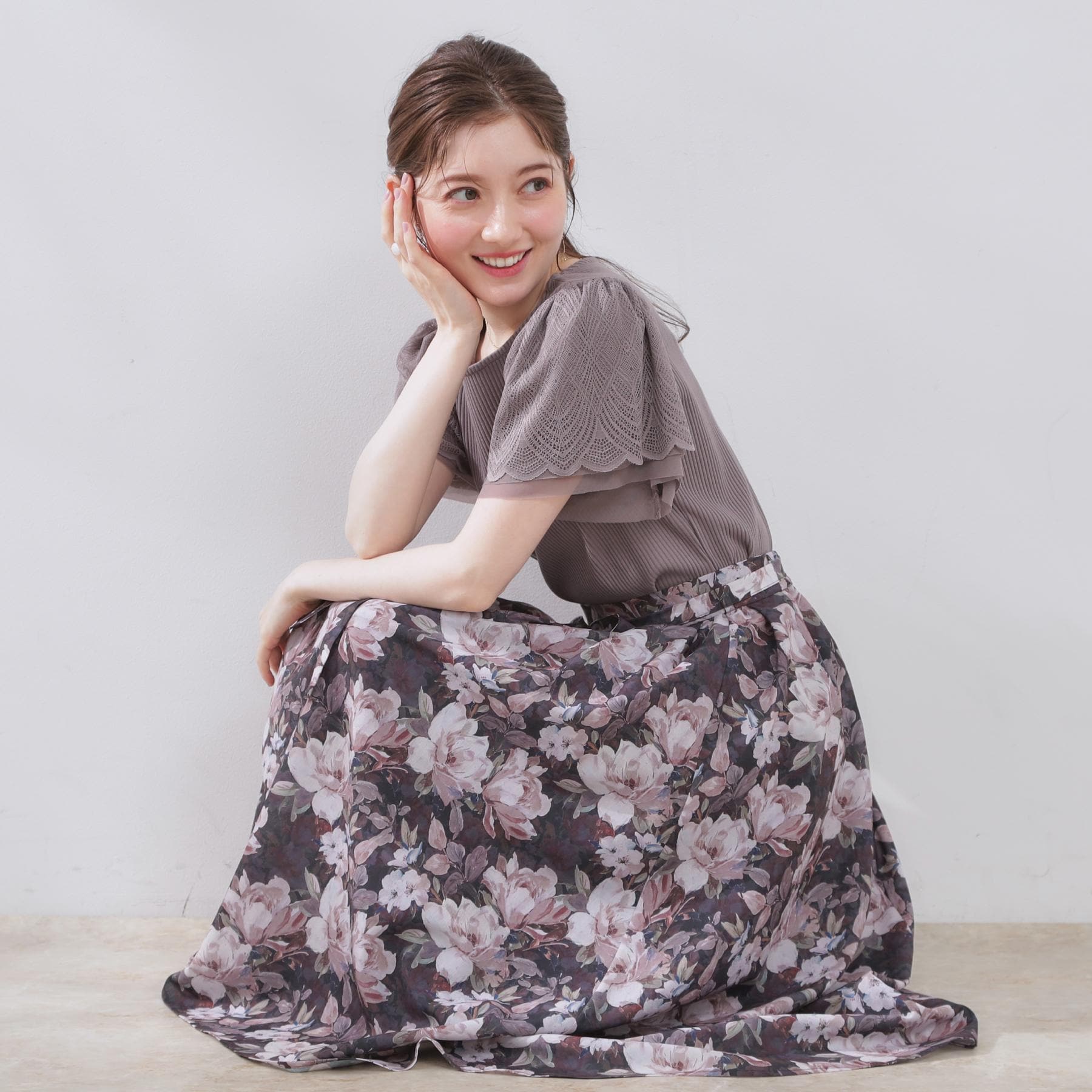 クチュール ブローチ Couture Brooch 細リボン付きパレットボイルスカート （ブラウン(144)） ブラウン(144)