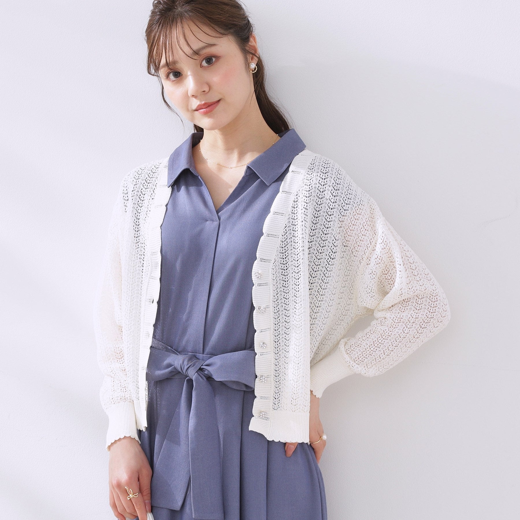 クチュール ブローチ Couture Brooch 透かし編みシャイニーニットカーディー （ピンク(071)） ピンク(071)