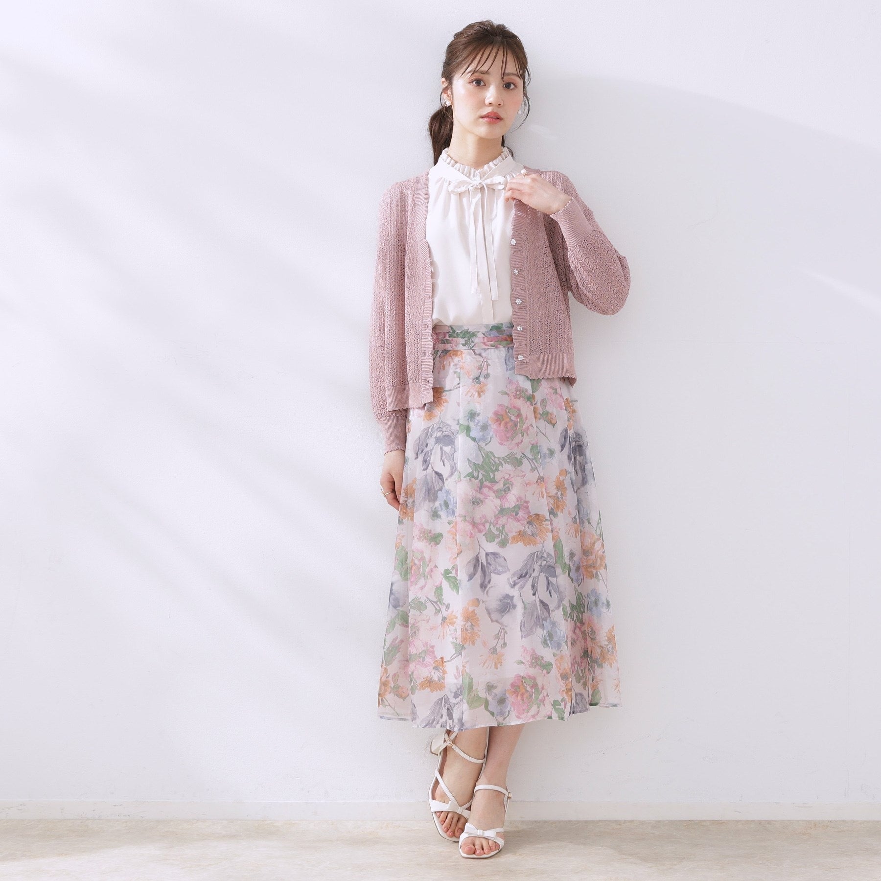 クチュール ブローチ Couture Brooch 透かし編みシャイニーニットカーディー （ピンク(071)） ピンク(071)