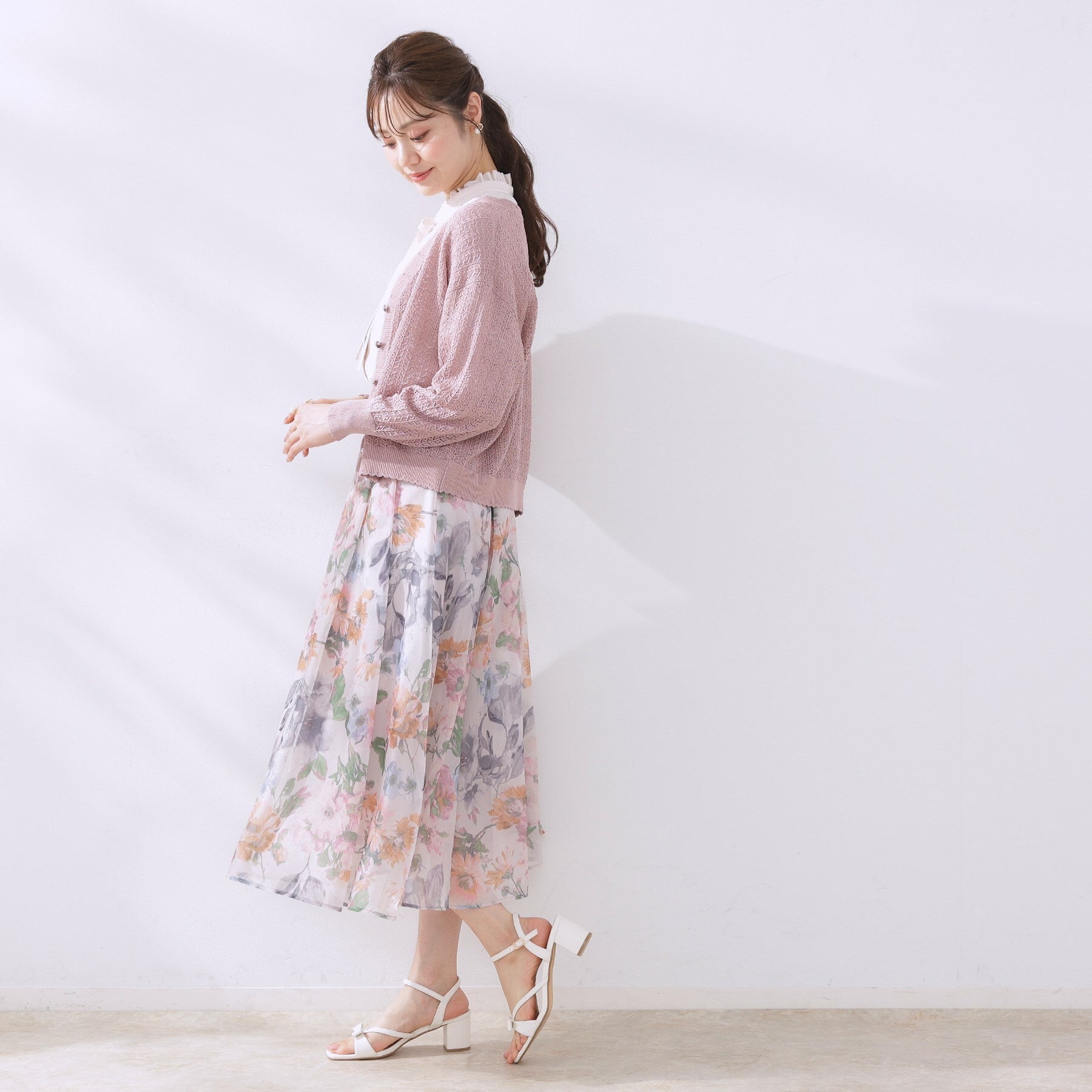 クチュール ブローチ Couture Brooch 透かし編みシャイニーニットカーディー （ピンク(071)） ピンク(071)
