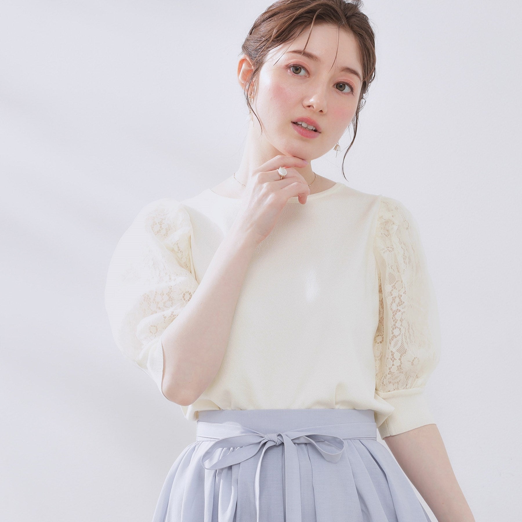 クチュール ブローチ Couture Brooch オーガンレース袖ニット （アイボリー(004)） アイボリー(004)