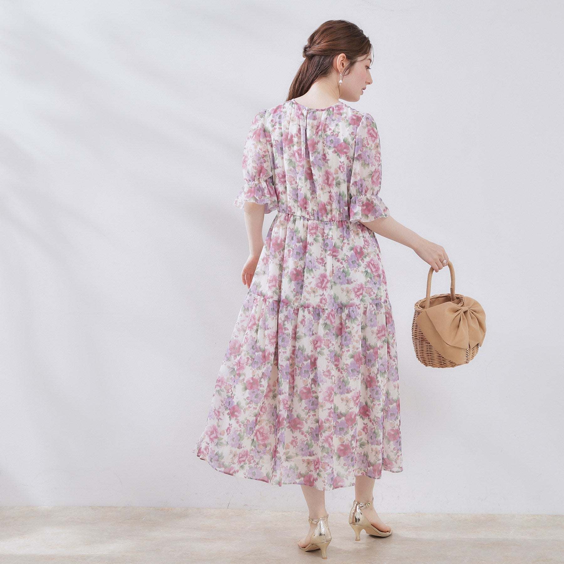 クチュール ブローチ Couture Brooch かすれプリント楊柳ワンピース （ピンク(171)） ピンク(171)