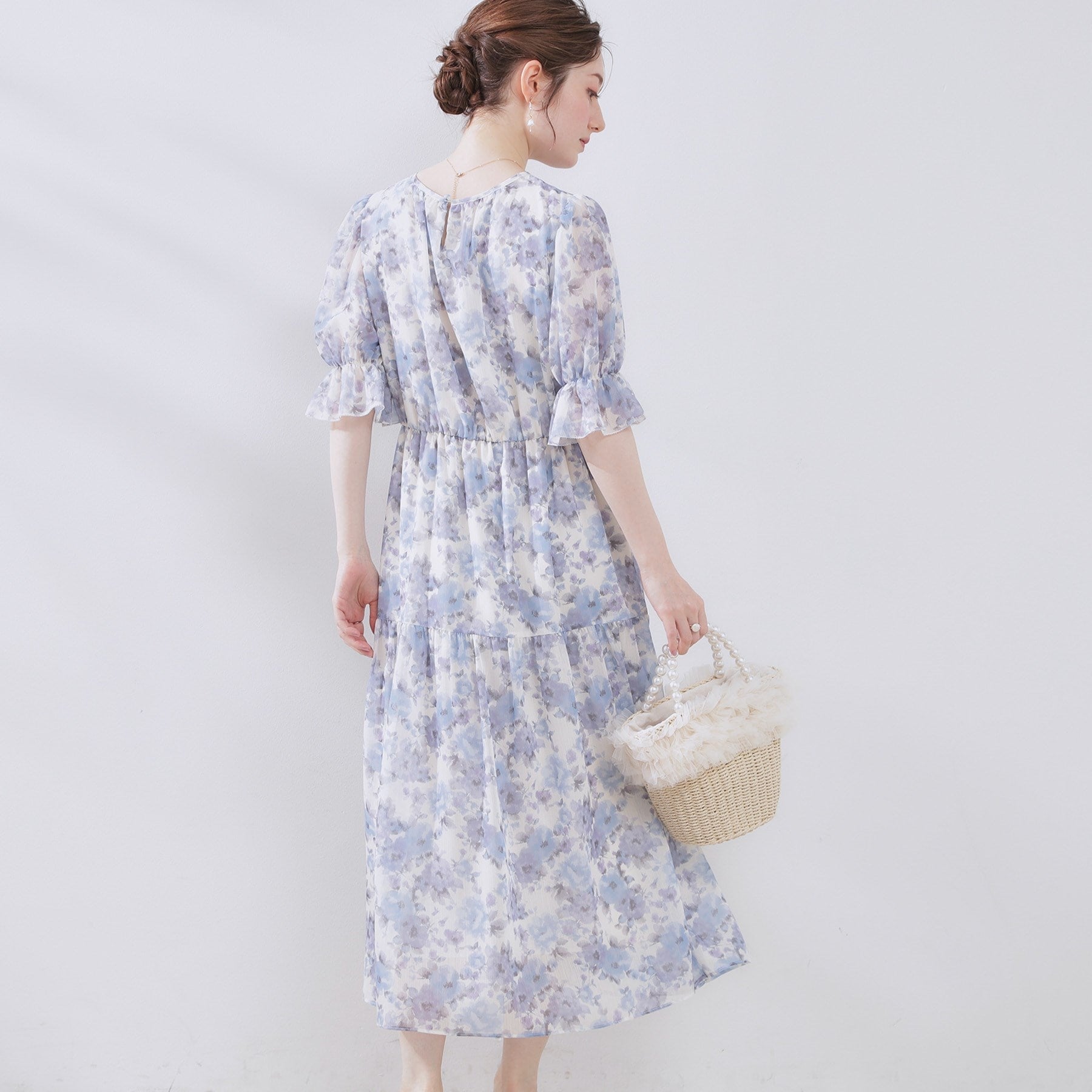 クチュール ブローチ Couture Brooch かすれプリント楊柳ワンピース （ピンク(171)） ピンク(171)