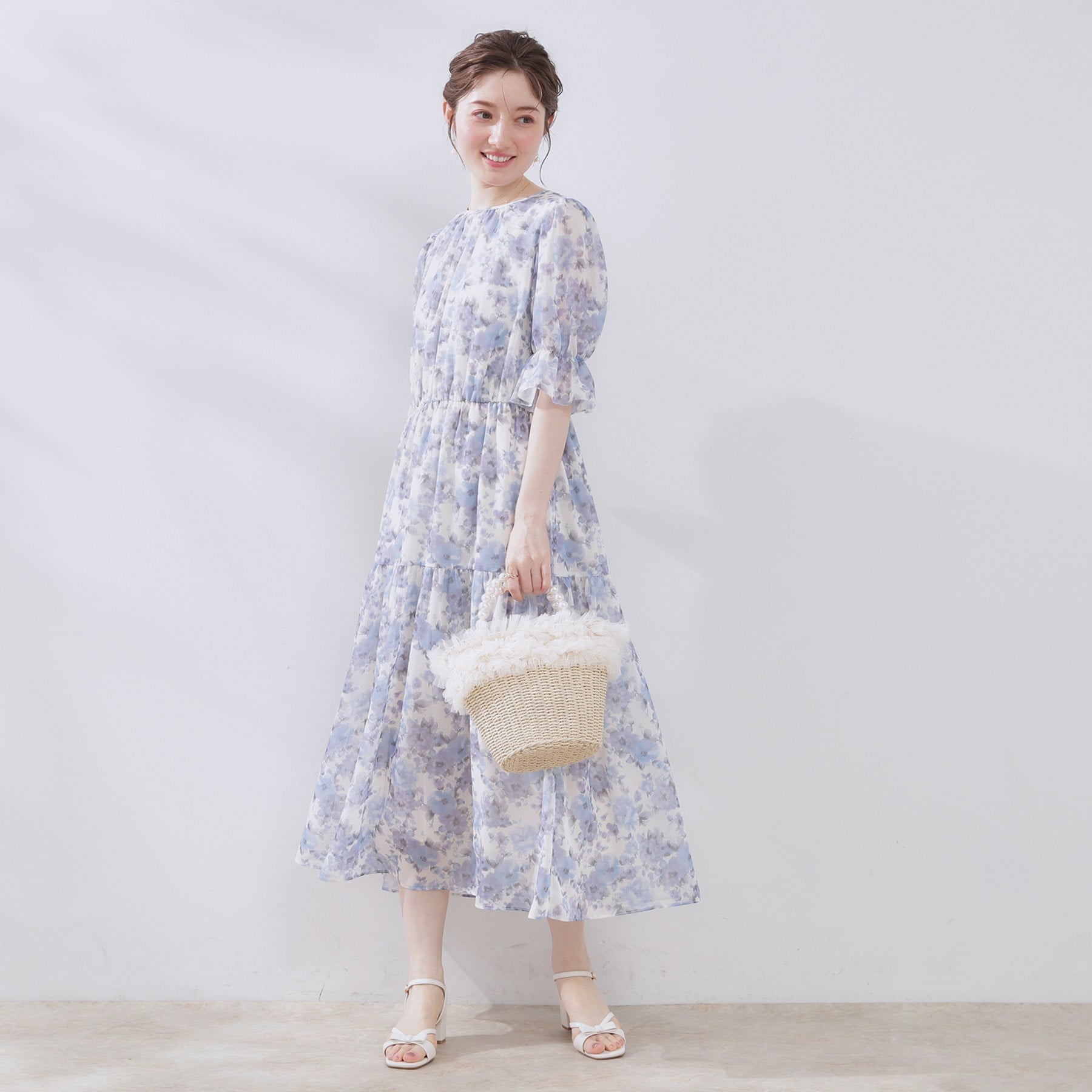 クチュール ブローチ Couture Brooch かすれプリント楊柳ワンピース （ピンク(171)） ピンク(171)